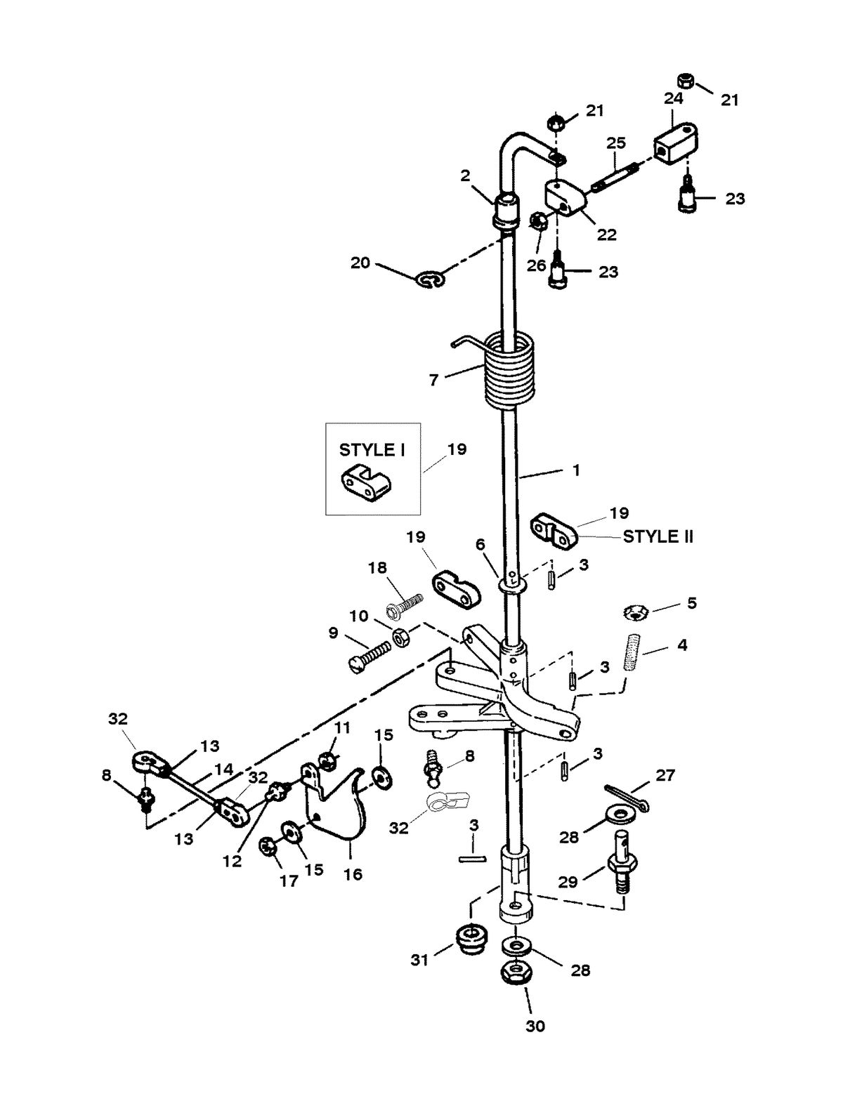 SPORTJET SPORT JET 95 XR TOWERSHAFT AND THROTTLE LINKAGE