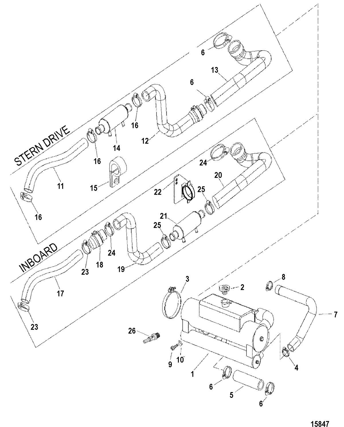 MERCRUISER CUMMINS/MERCRUISER DIESEL 4.2L 200/230 Heat Exchanger And Hoses