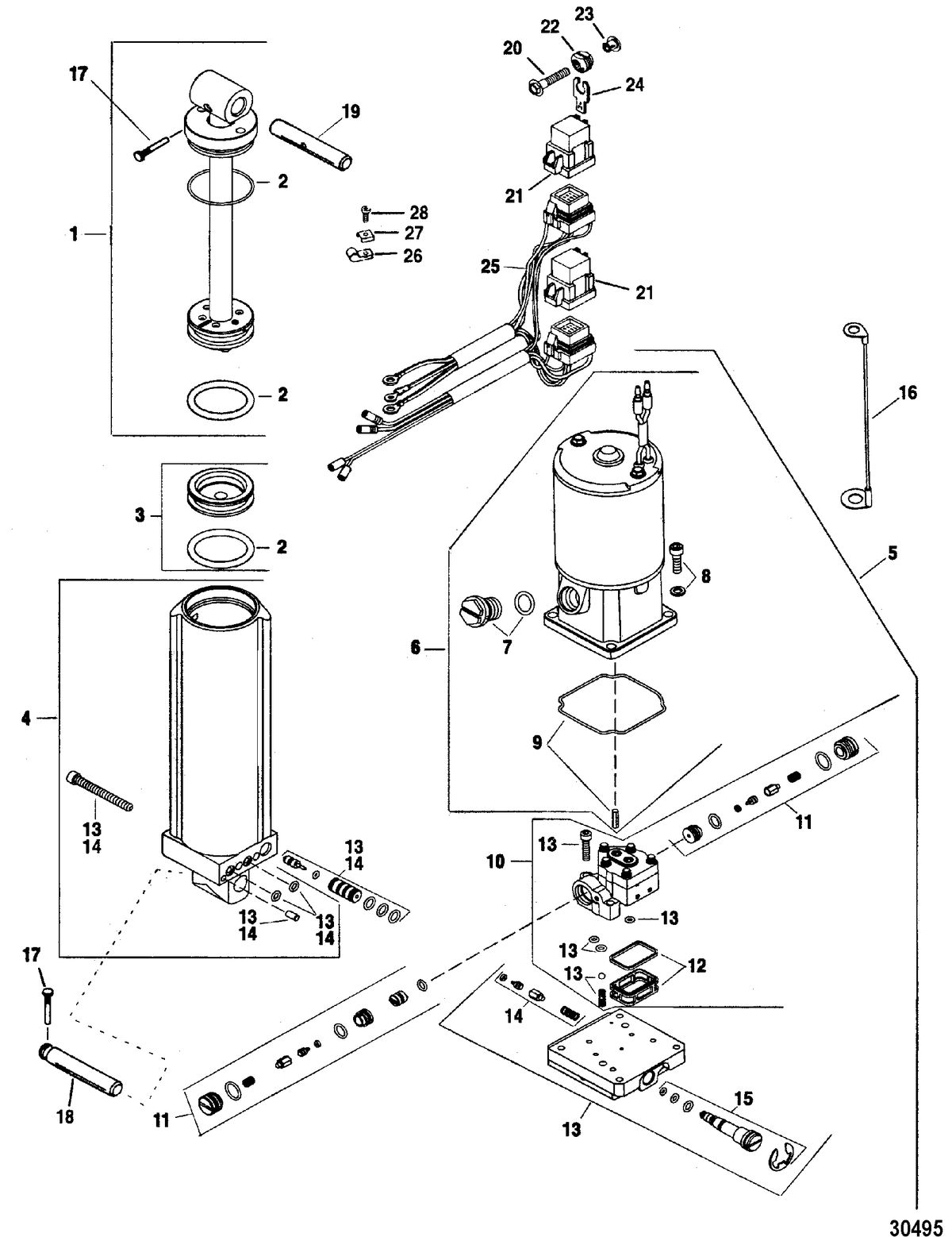 FORCE FORCE TRIM AND TILT MODELS 85 THRU 150 HP PUMP ASSEMBLY-TRIM(830250A1 & 830250A3)