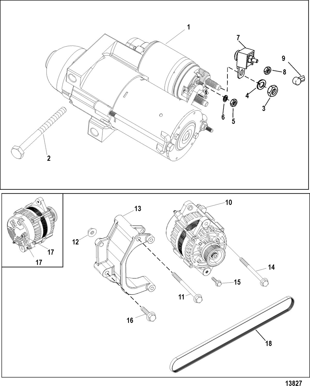 MERCRUISER 496 MAG STERNDRIVE EC Starter and Alternator