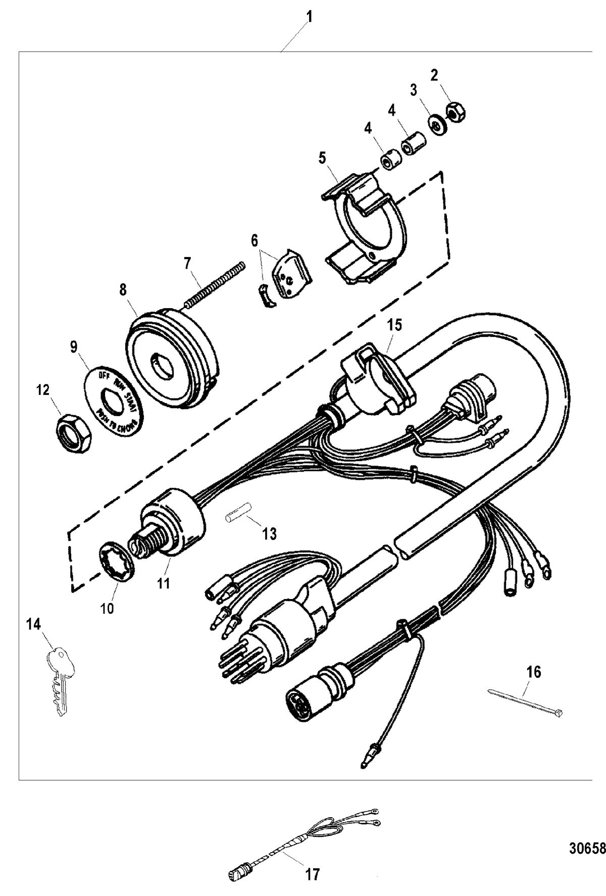 SPORTJET 240 EFI JET DRIVE Key Switch Assembly