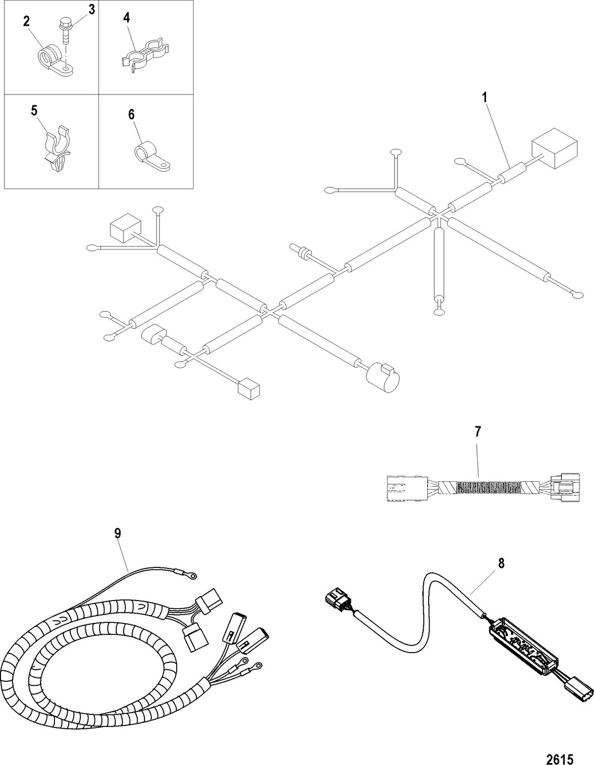 MERCRUISER CUMMINS/MERCRUSER DIESEL 1.7L-120 Wiring Harness and Clips