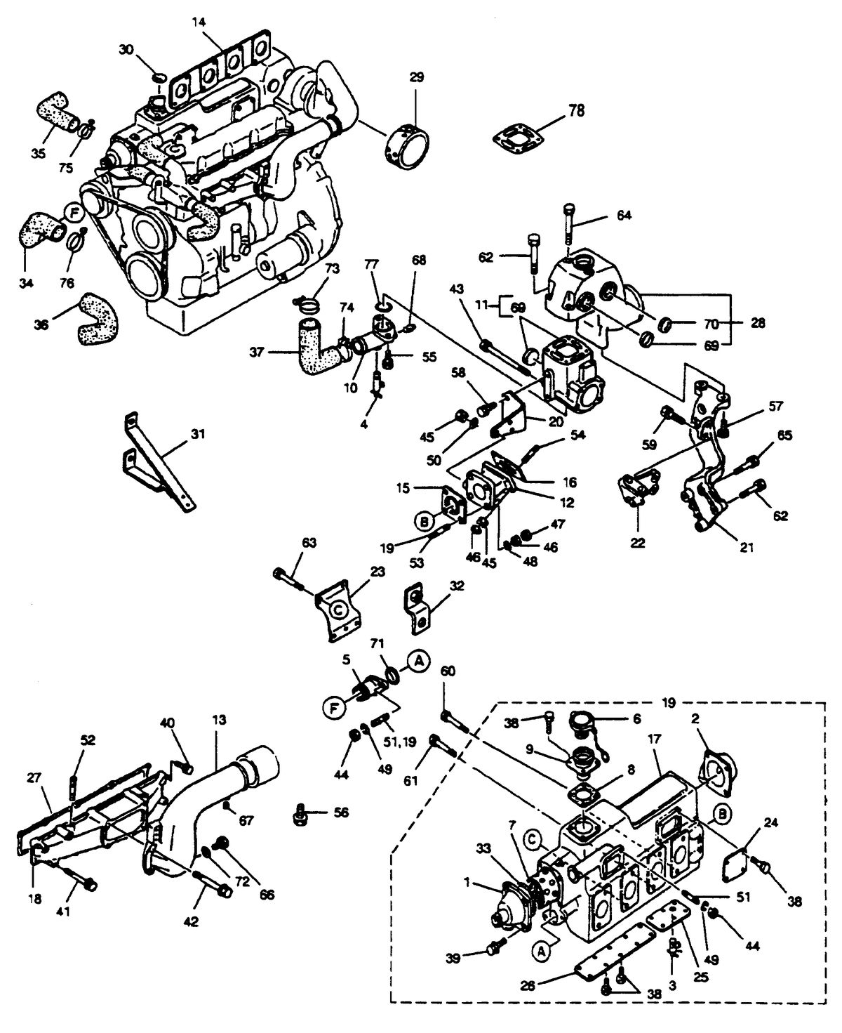 MERCRUISER HINO DIESEL 210 H.P. INTAKE AND EXHAUST SYSTEM