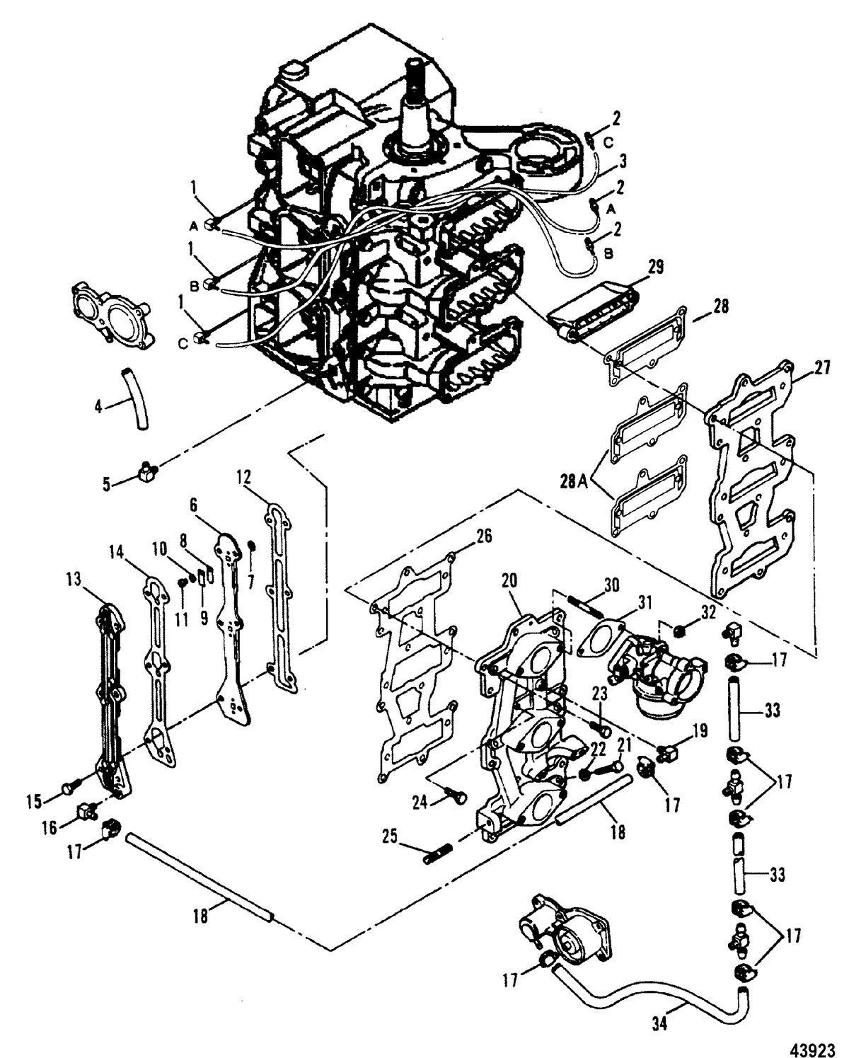 FORCE 90 HP FORCE Reed Plate and Recirculation System, 91E Thru 92C