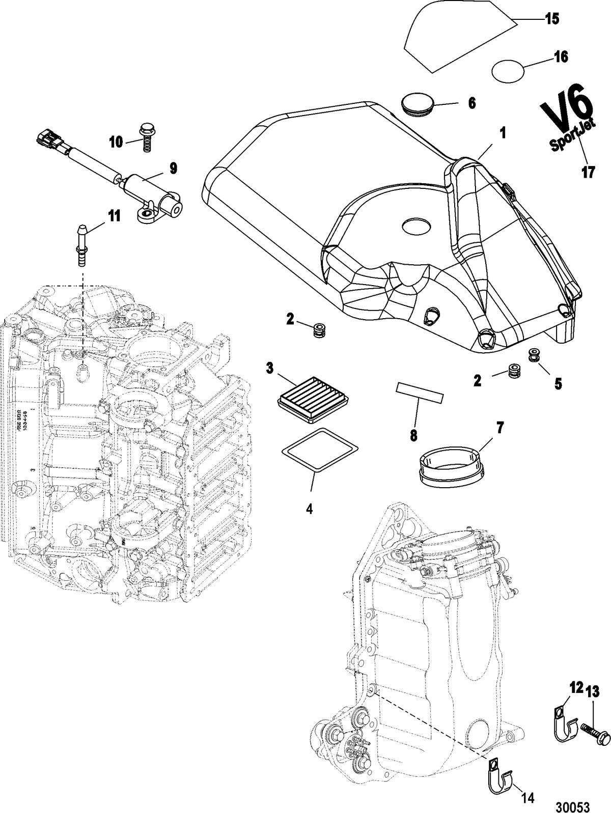 MERCURY/MARINER 175 PROXS (2.5L) Air Handler/Flywheel Cover