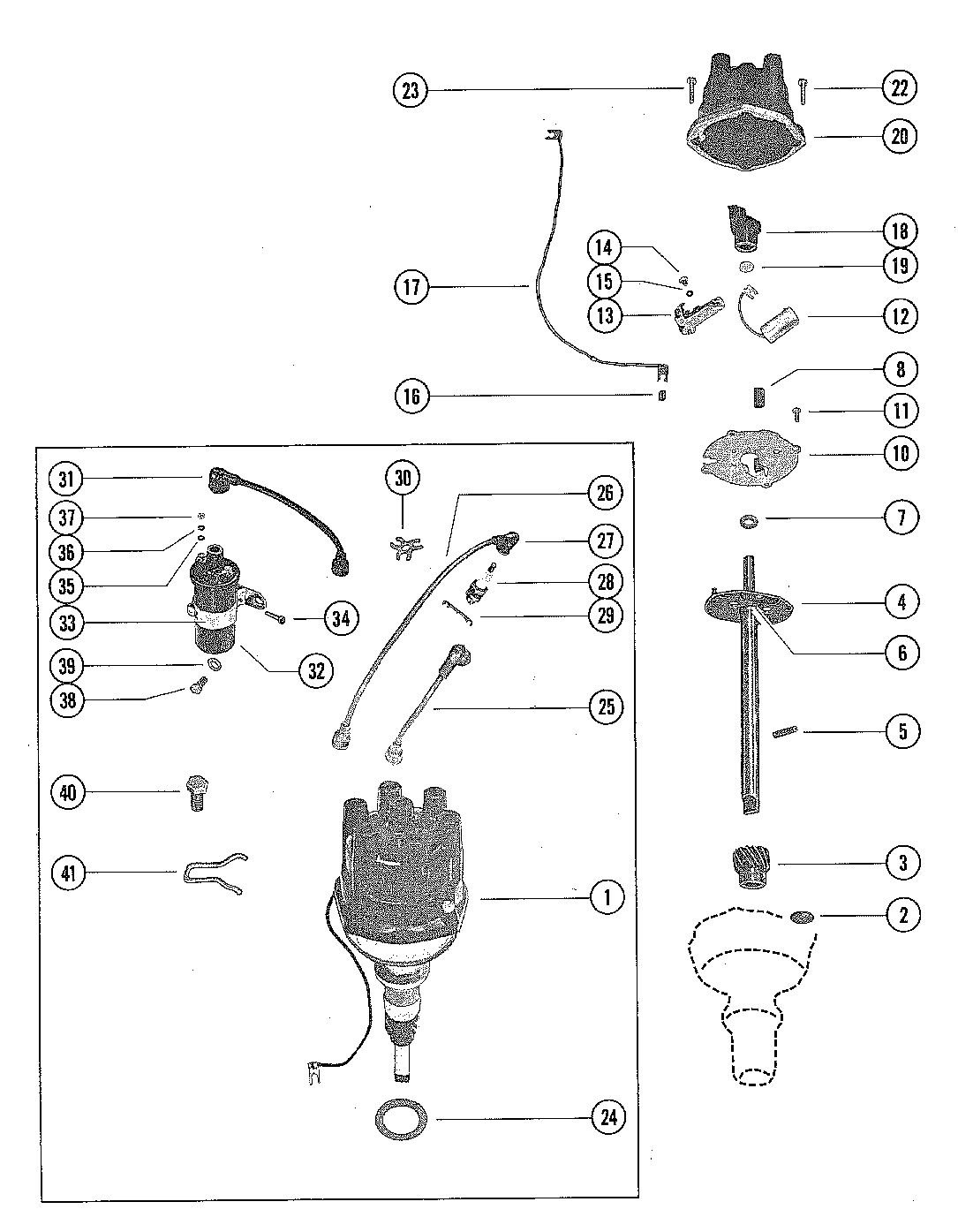 MERCRUISER 165 ENGINE DISTRIBUTOR ASSEMBLY AND COIL