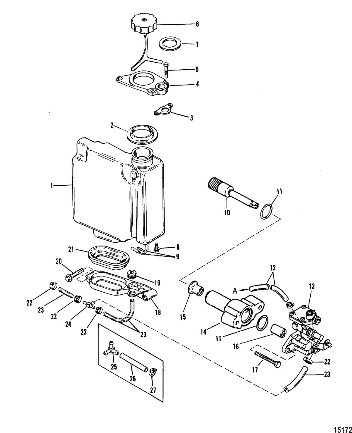 MERCURY/MARINER 70/75/80/90 HP (3 CYLINDER)) Oil Injection Components