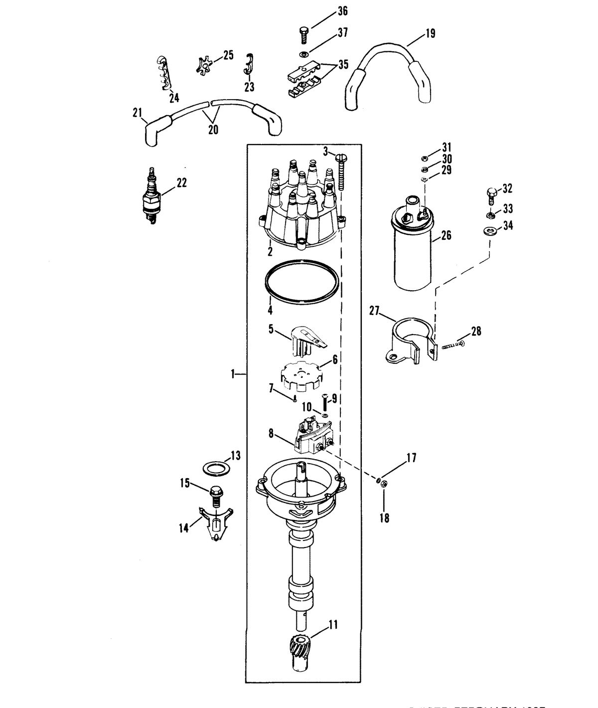 MERCRUISER 370 H.P. TRS ENGINE (CARD 37) DISTRIBUTOR AND IGNITION COMPONENTS