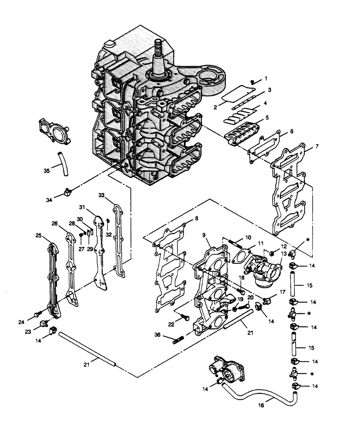FORCE FORCE 1989 85 H.P. L-DRIVE REED PLATE AND RECIRCULATION SYSTEM