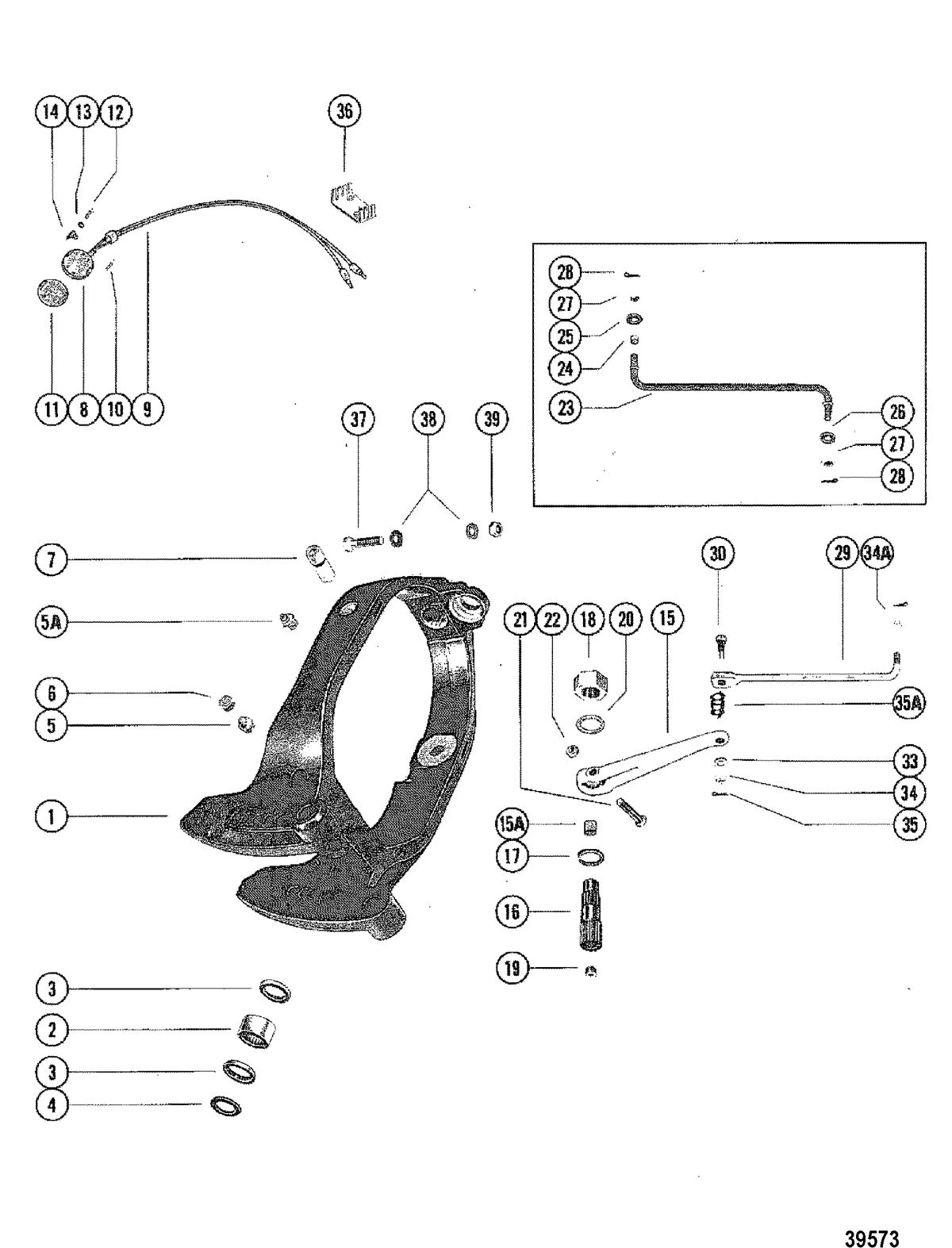 MERCRUISER 120/140 (1.98 RATIO) 165 (1.65 RATIO) 470/485 (1.84 RATIO) 260/898/228 (1.50 RATIO) GIMBAL RING ASSEMBLY AND STEERING LEVER