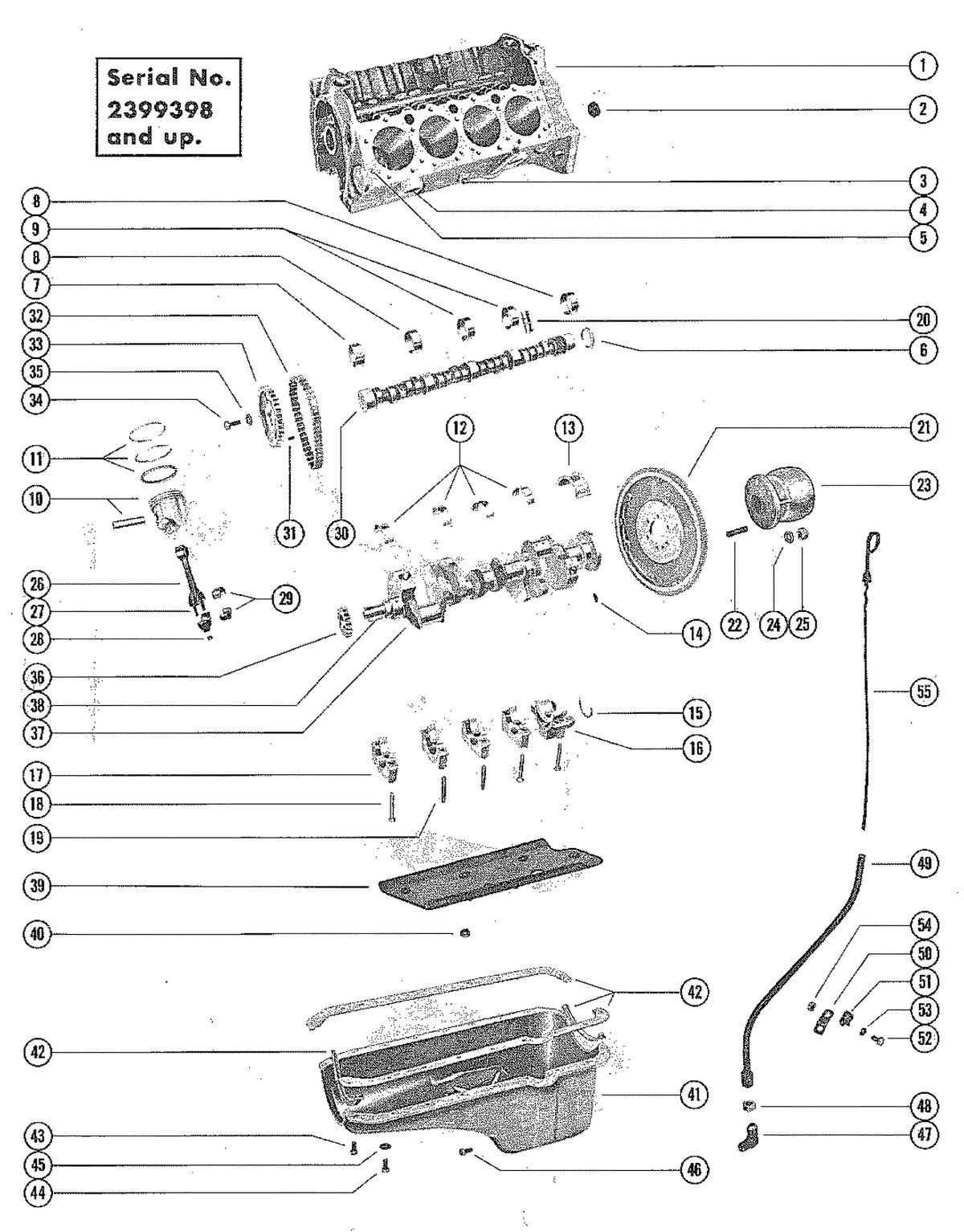 MERCRUISER 225 ENGINE (STERN DRIVE AND INBOARD) CYLINDER BLOCK, PISTONS AND CRANKSHAFT