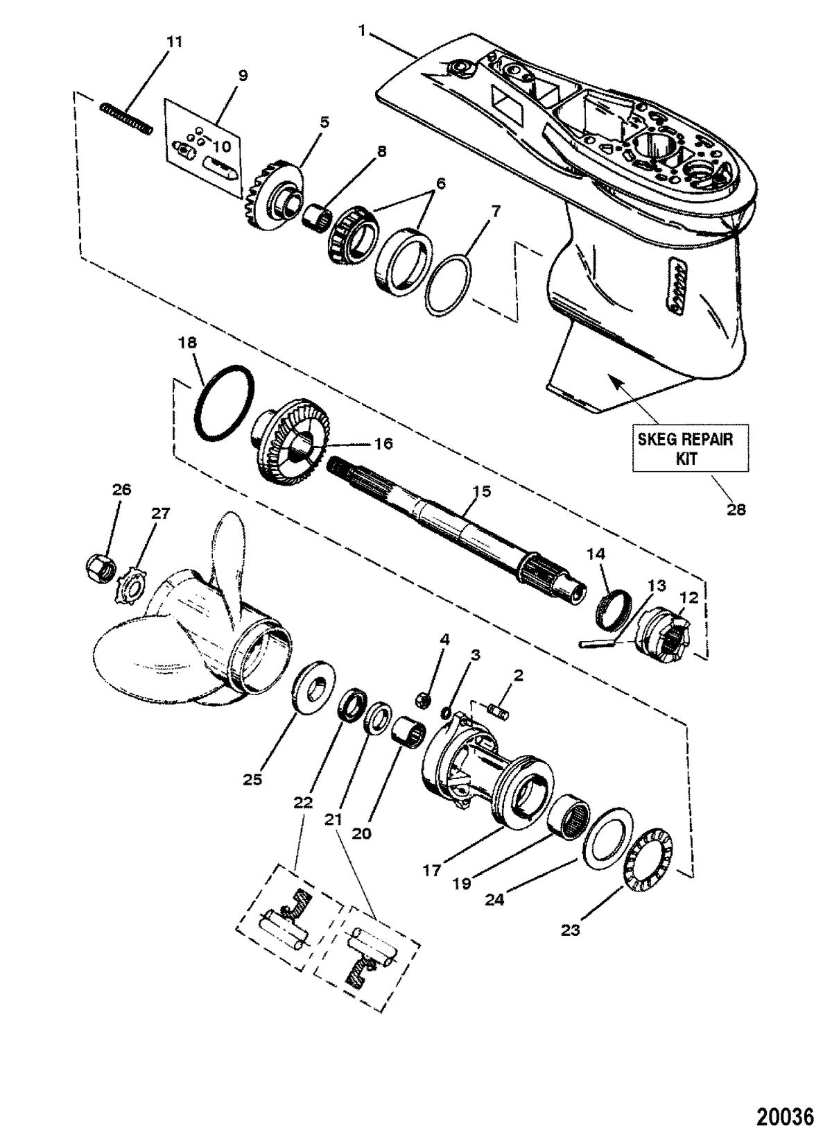 FORCE FORCE 120 H.P. Gear Housing Assembly(Propshaft) (6 Jaw Reverse Clutch)