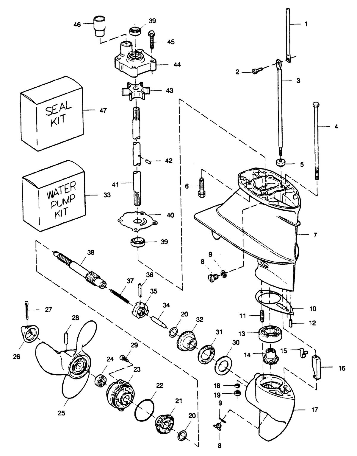 SEARS 9.9 H.P. STANDARD 15" (38.1 CM) LEG OUTBOARD MOTOR GEAR HOUSING