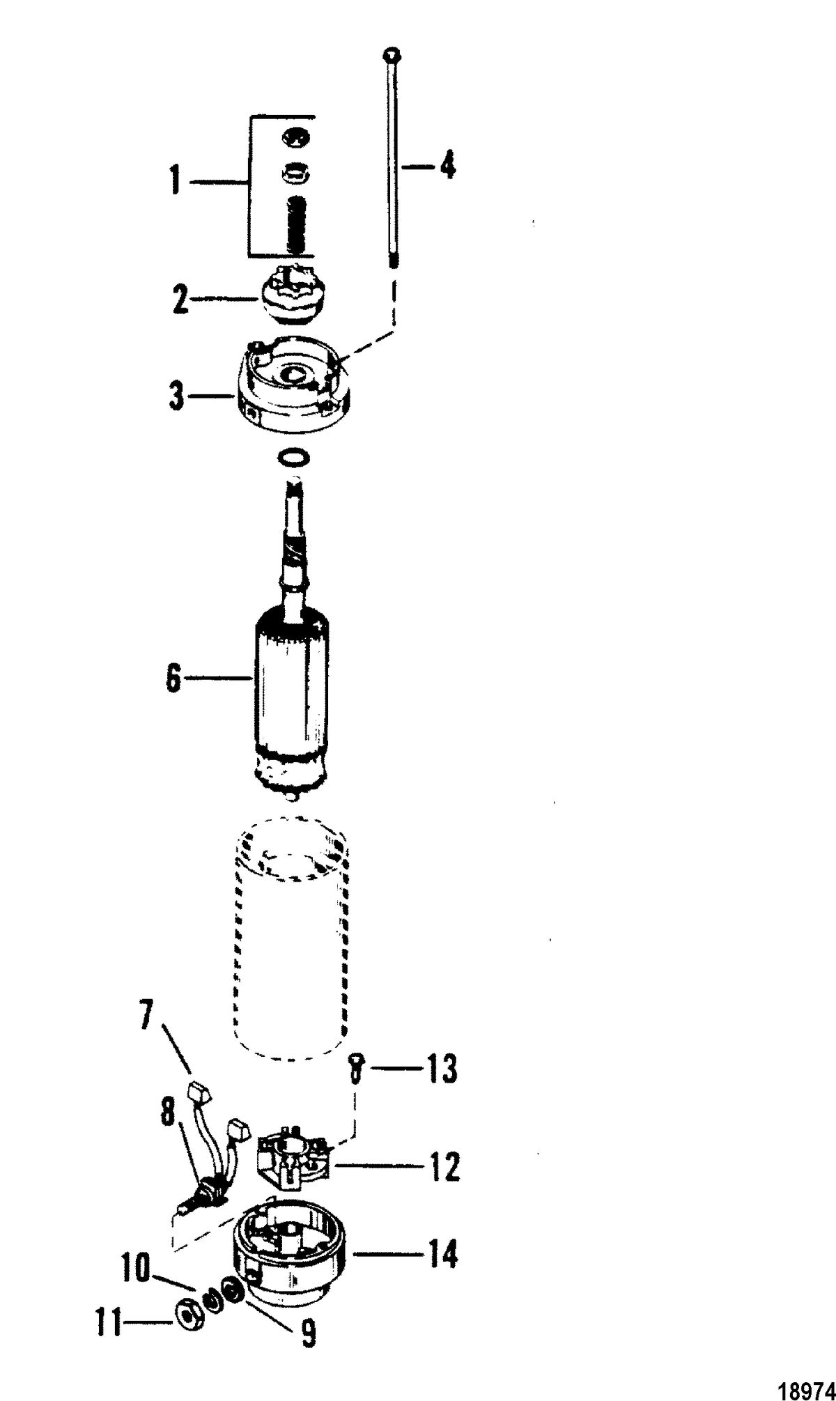 MERCURY/MARINER 175 H.P. V-6 (1976-1988 COMBINED BOOKS) Starter Motor(American Bosch #10652-21-M030SM)