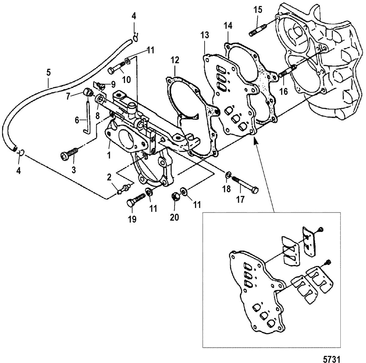 MERCURY/MARINER 9.9/15/18 HP (2 CYLINDER)(INTERNATIONAL) Inlet Manifold
