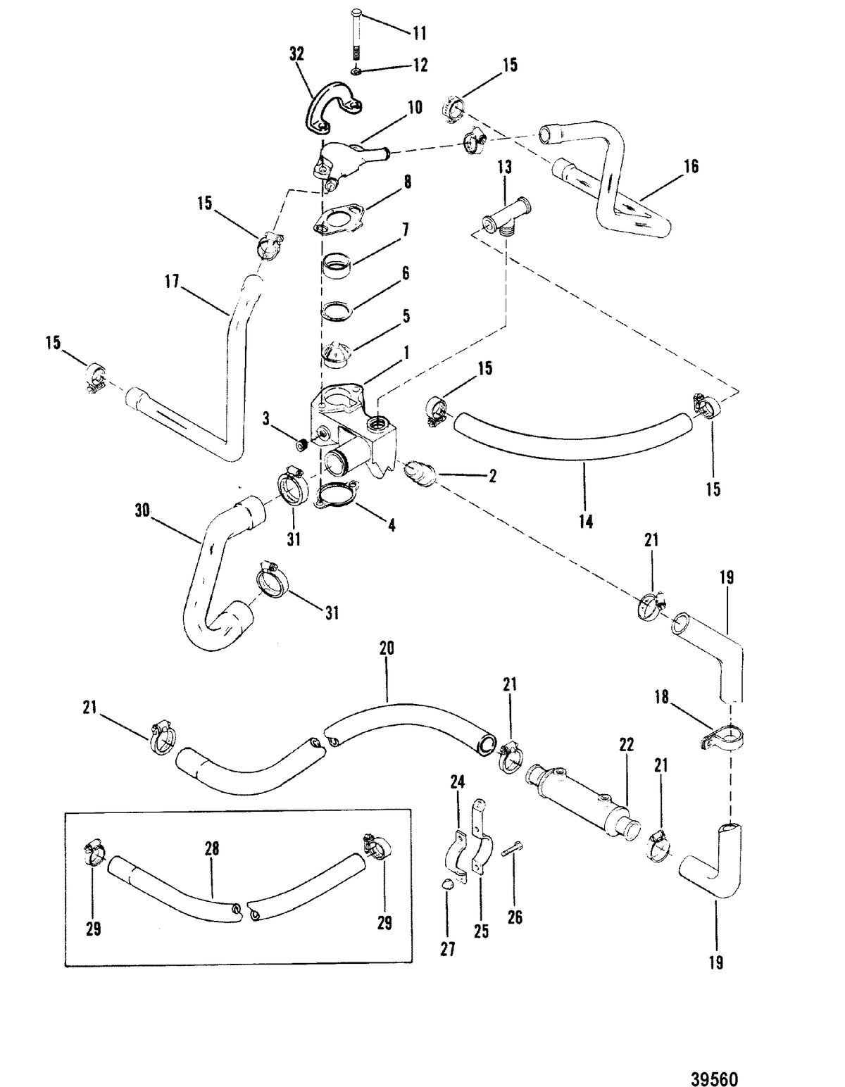 MERCRUISER 898/200/228/230/260 HP R/MR/ALPHA ONE STANDARD COOLING SYSTEM