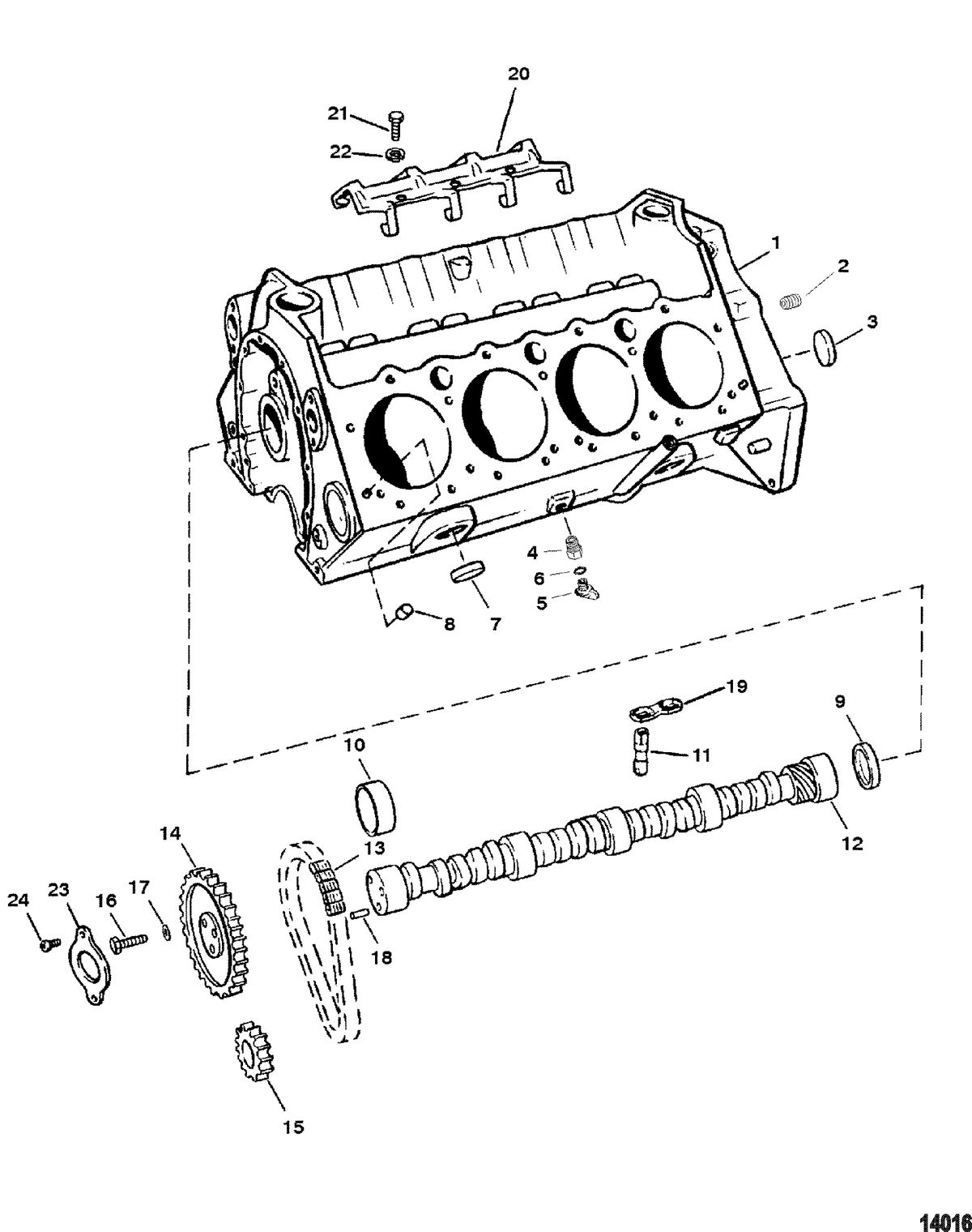 MERCRUISER 5.0L/5.7L ALPHA/BRAVO GEN+ Cylinder Block And Camshaft