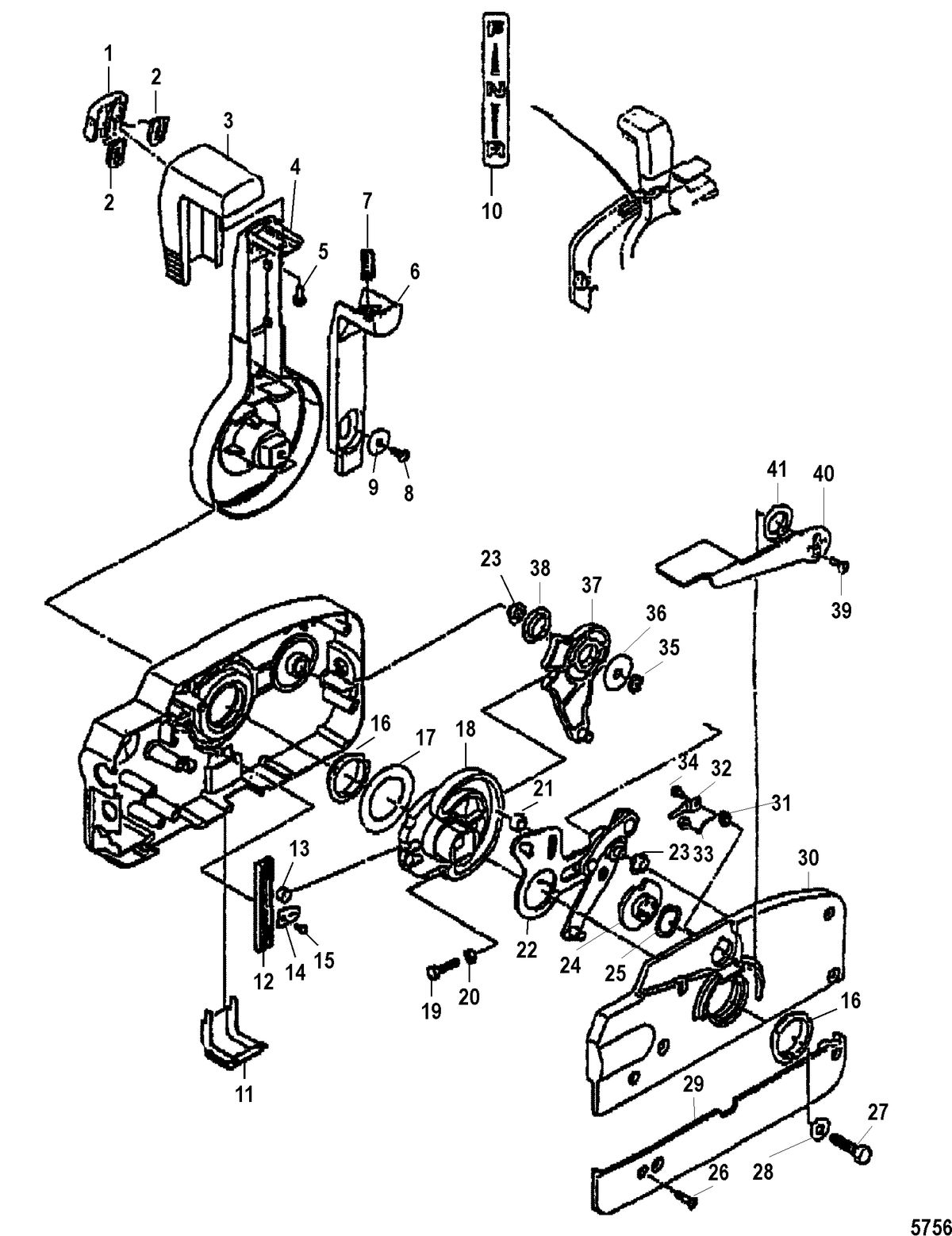 MERCURY/MARINER 25/30HP (2 CYL/430CC) INTERNATIONAL Remote Control(Without Quicksilver Decal)