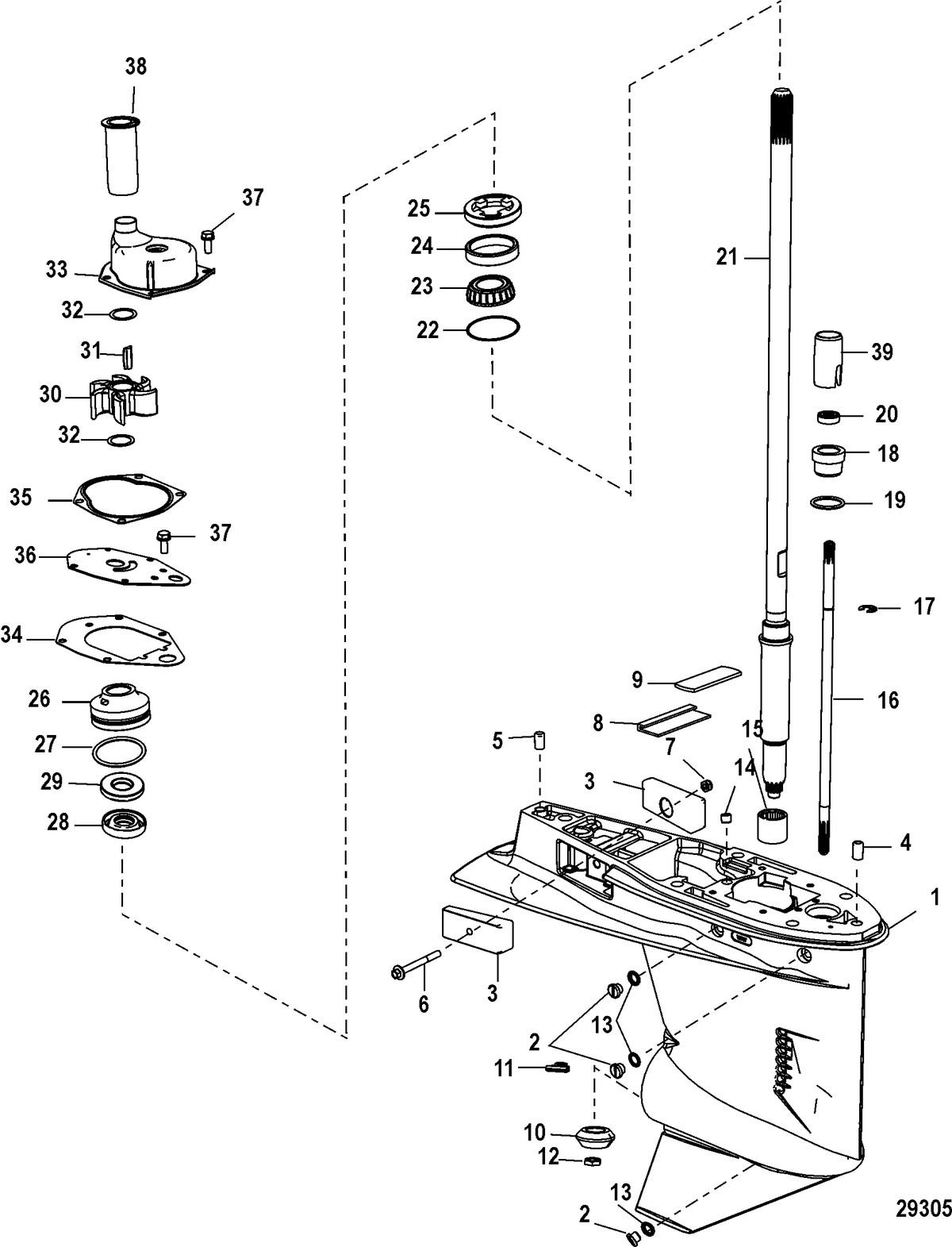 MERCURY/MARINER 40/50/60/JET 40 EFI - 4 CYLINDER 4-STROKE Gear Housing, Driveshaft - 1.83:1 Gear Ratio
