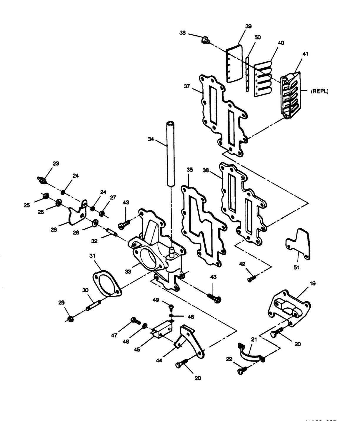 FORCE FORCE 1989 125 H.P. "B" MODELS ADAPTER AND REED PLATE