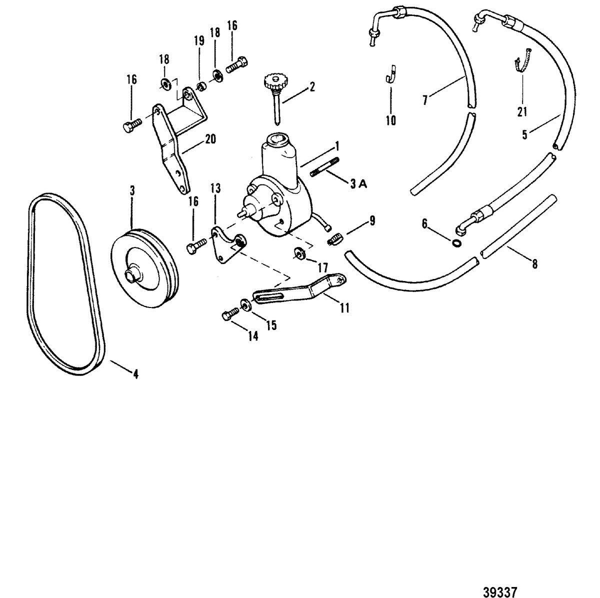 MERCRUISER 120 H.P./2.5L140 H.P./3.0L R/MR/ALPHA ONE POWER STEERING PUMP ASSEMBLY