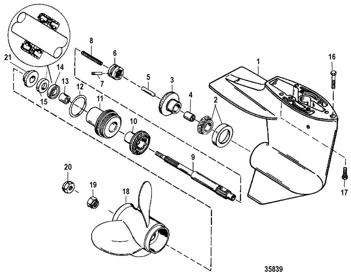 FORCE 9.9/15 H.P. GEAR HOUSING ASSEMBLY(PROPSHAFT)