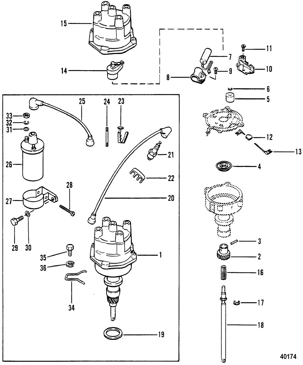 MERCRUISER 470 ENGINE DISTRIBUTOR AND COIL