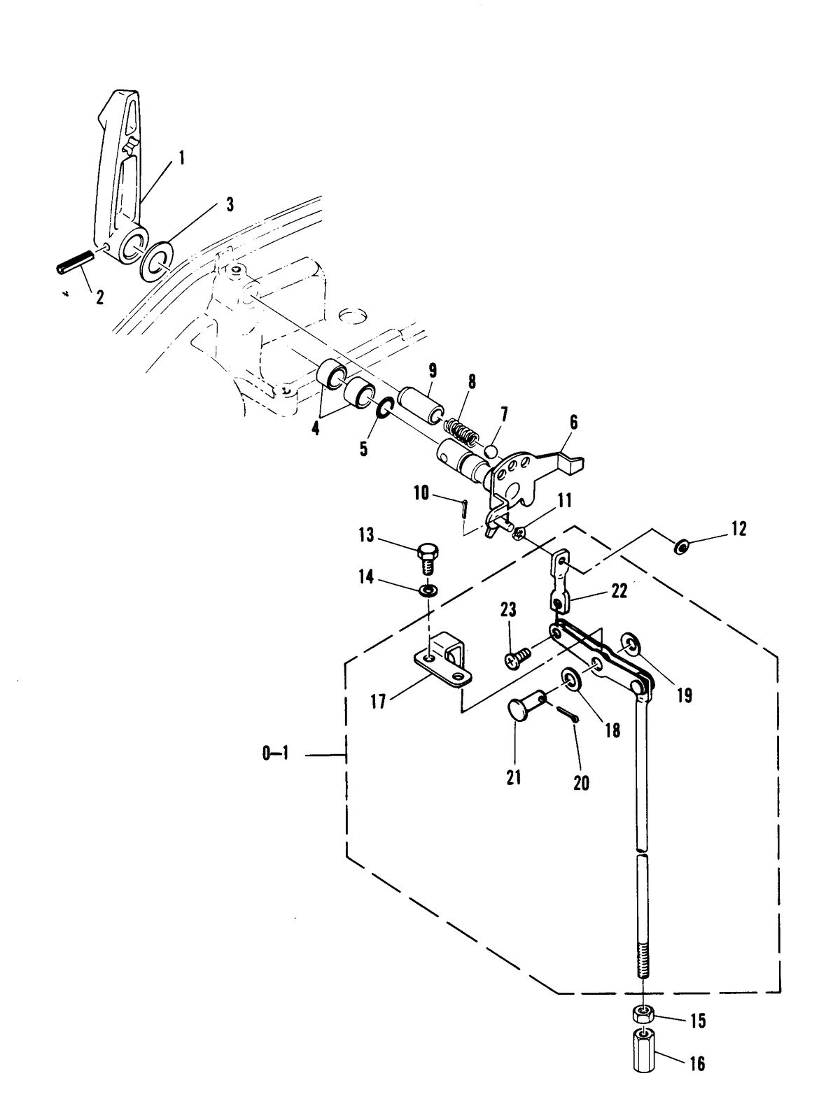 MARINER 15 H.P. W/MARATHON GEAR SHIFT LINKAGE