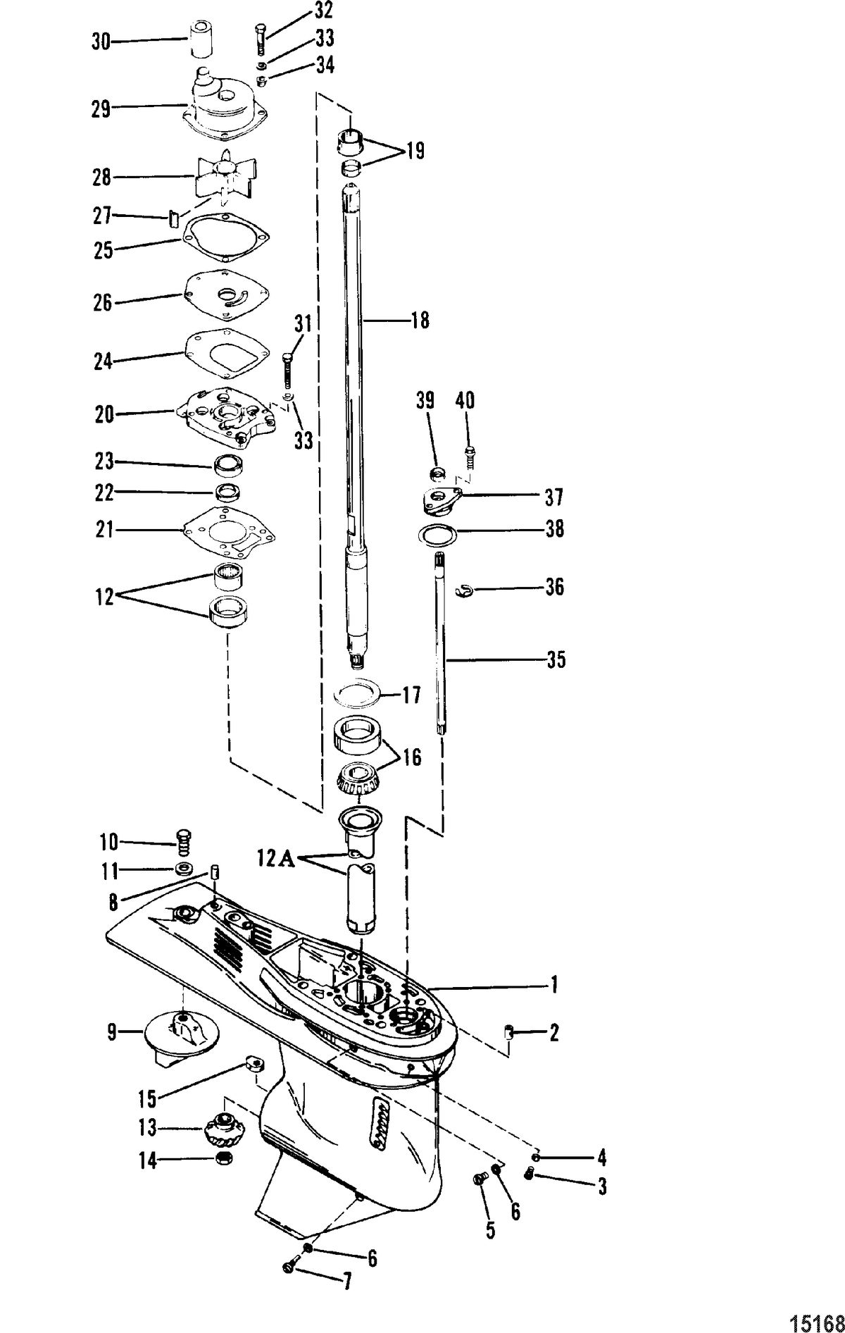 MERCURY/MARINER 70/75/80/90 HP (3 CYLINDER)) Gear Housing, Driveshaft