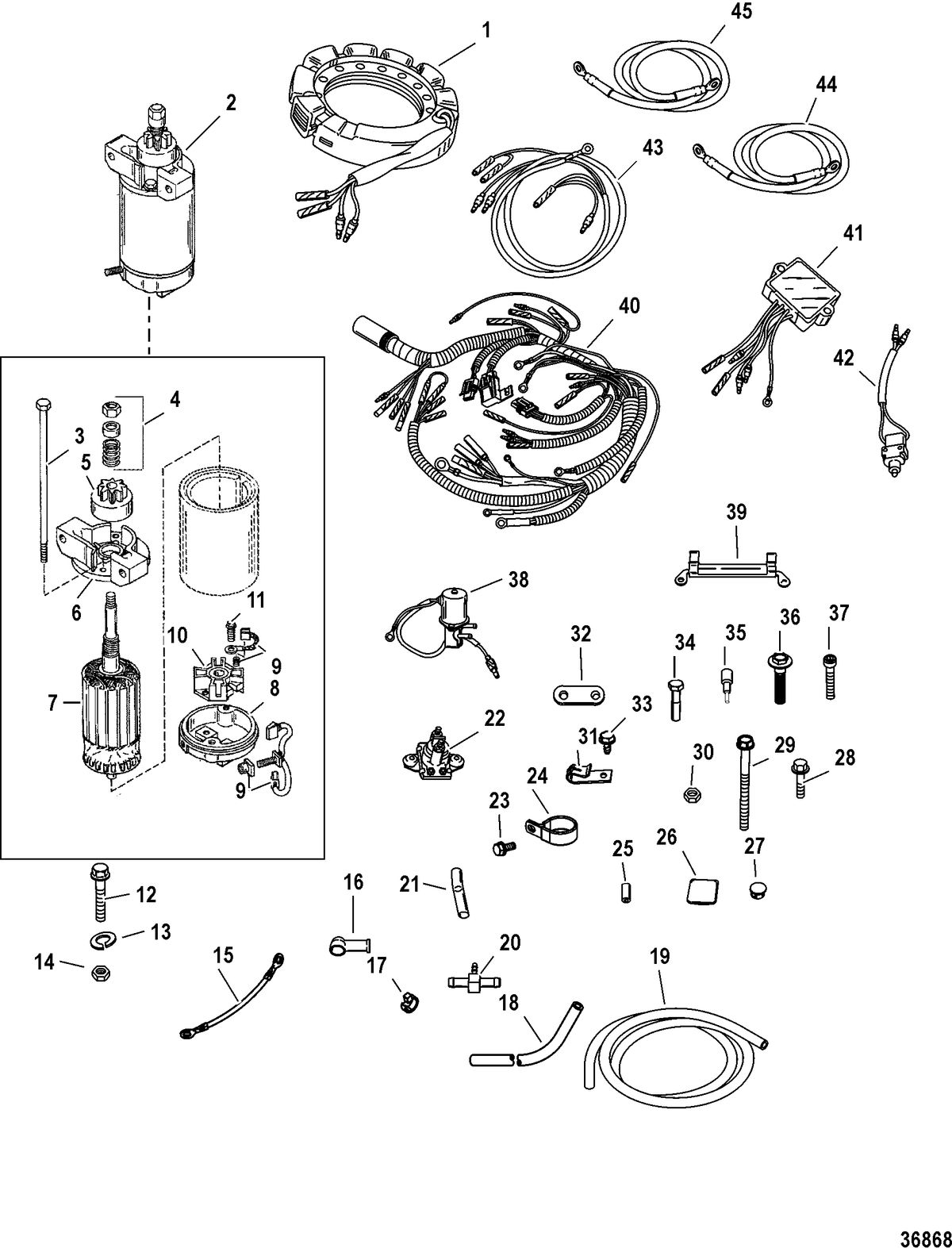 ACCESSORIES ELECTRICAL COMPONENTS AND HARNESSES Electric Start Conversion Kit(822462A 4)