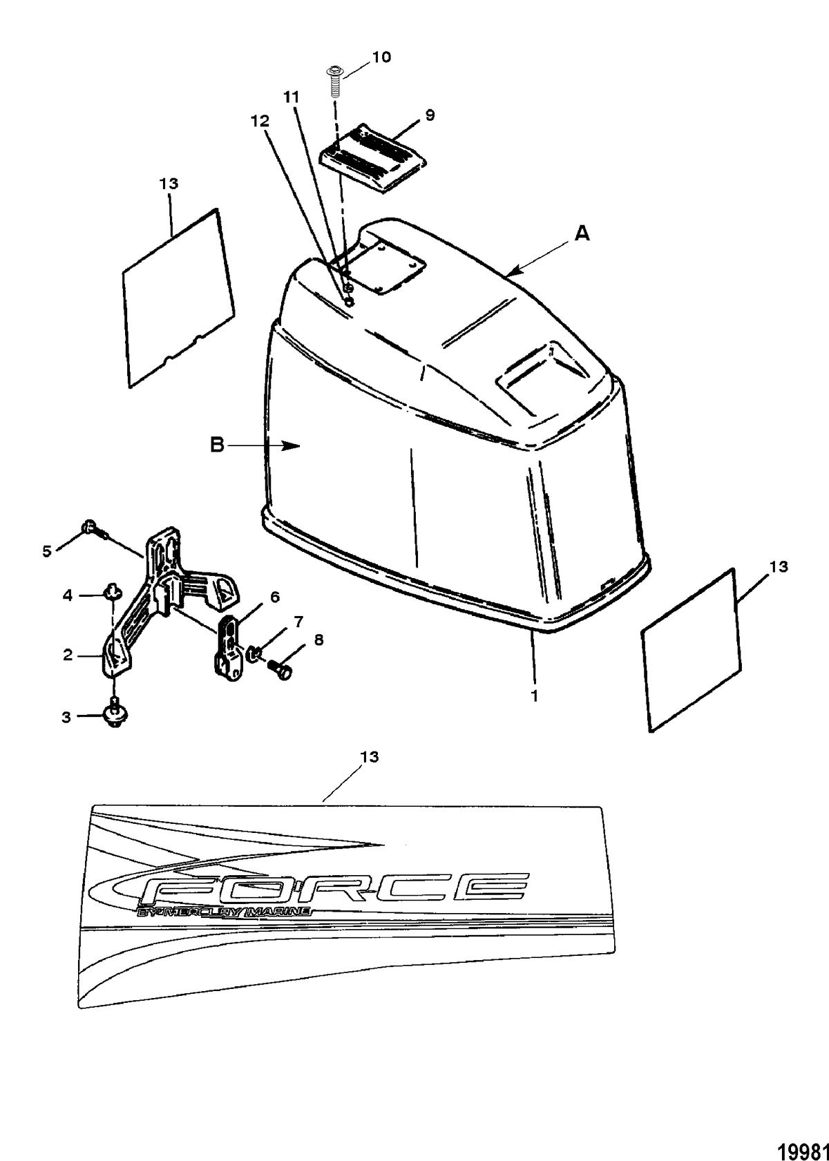 FORCE FORCE 90 H.P. Cowl Assembly(Top)