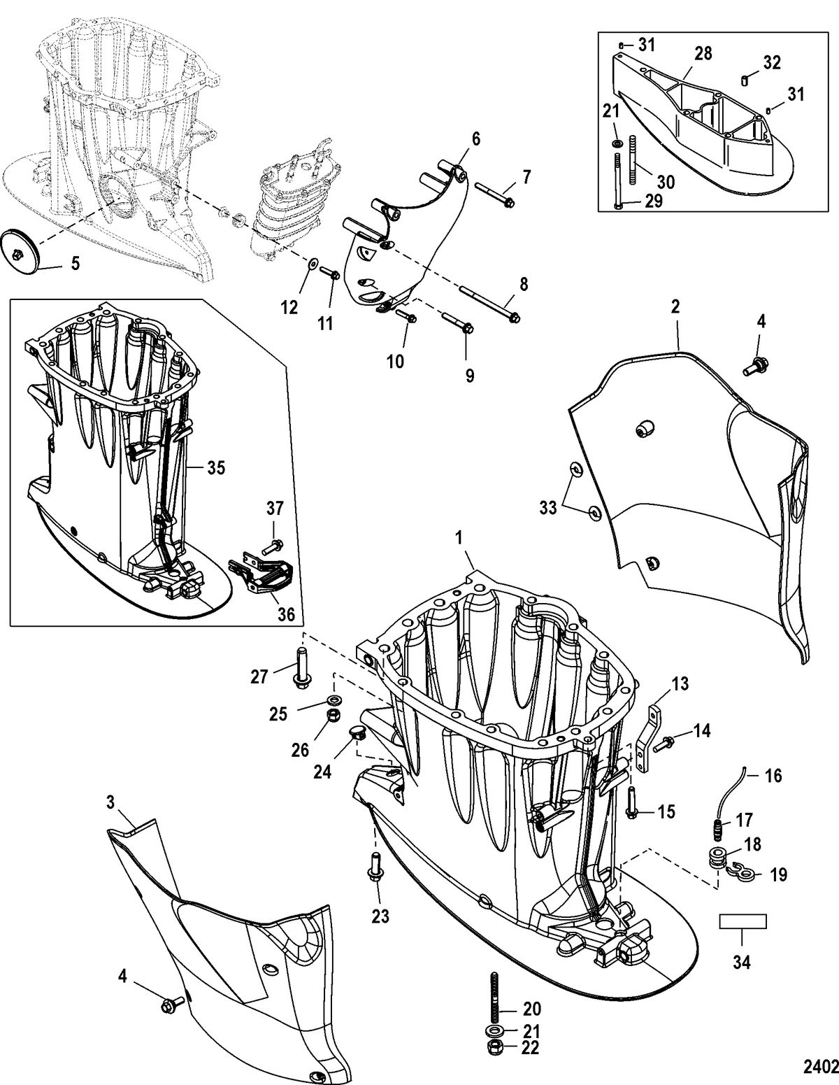 MERCURY/MARINER 200/225/250/275 4-STROKE VERADO Driveshaft Housing