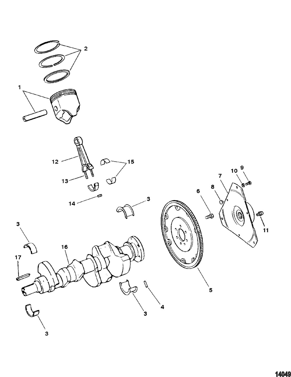 MERCRUISER 4.3L EFI ALPHA/BRAVO (262 C.I.D. GEN+) Crankshaft and Pistons