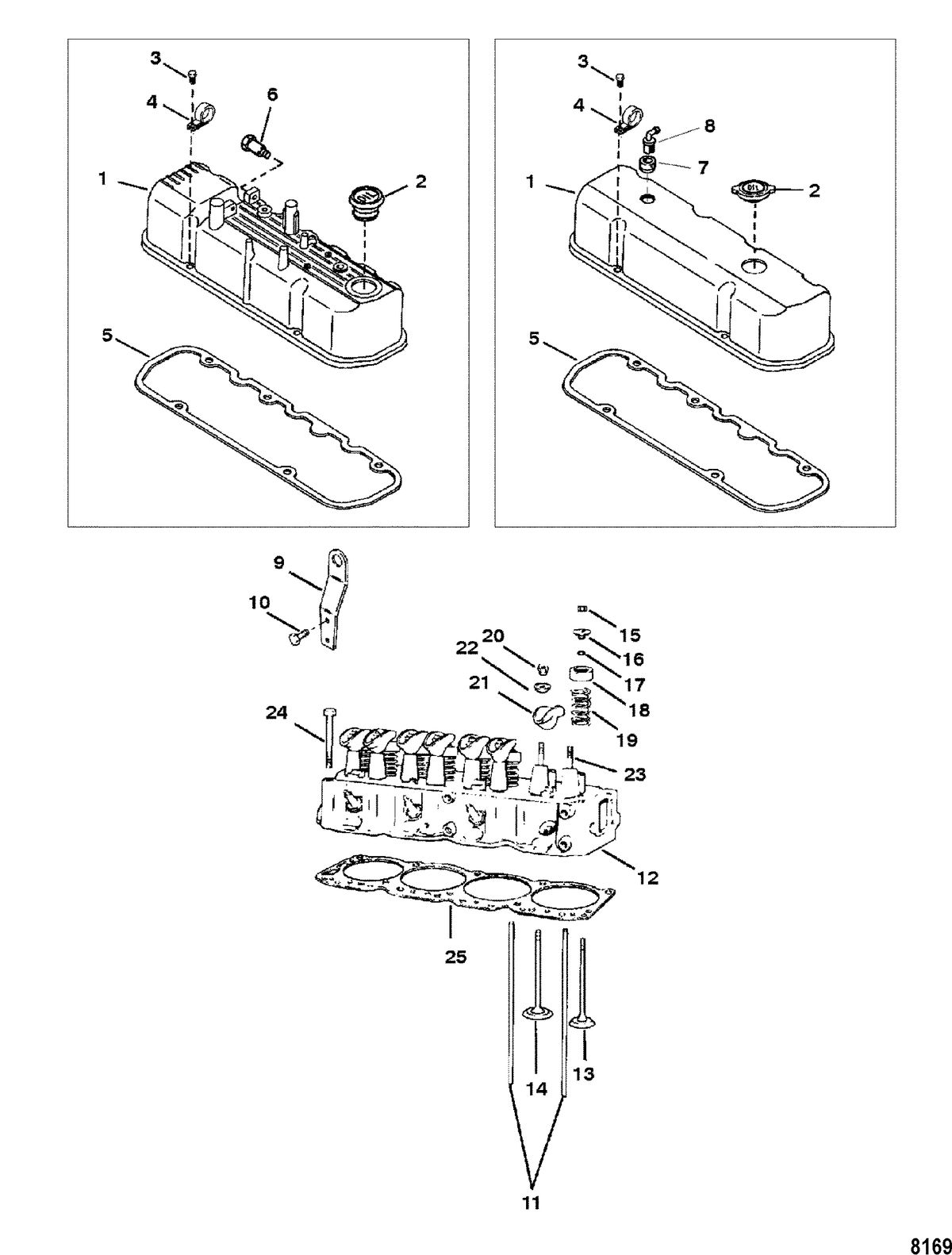 MERCRUISER 3.0L/LX ALPHA ONE Cylinder Head and Rocker Cover