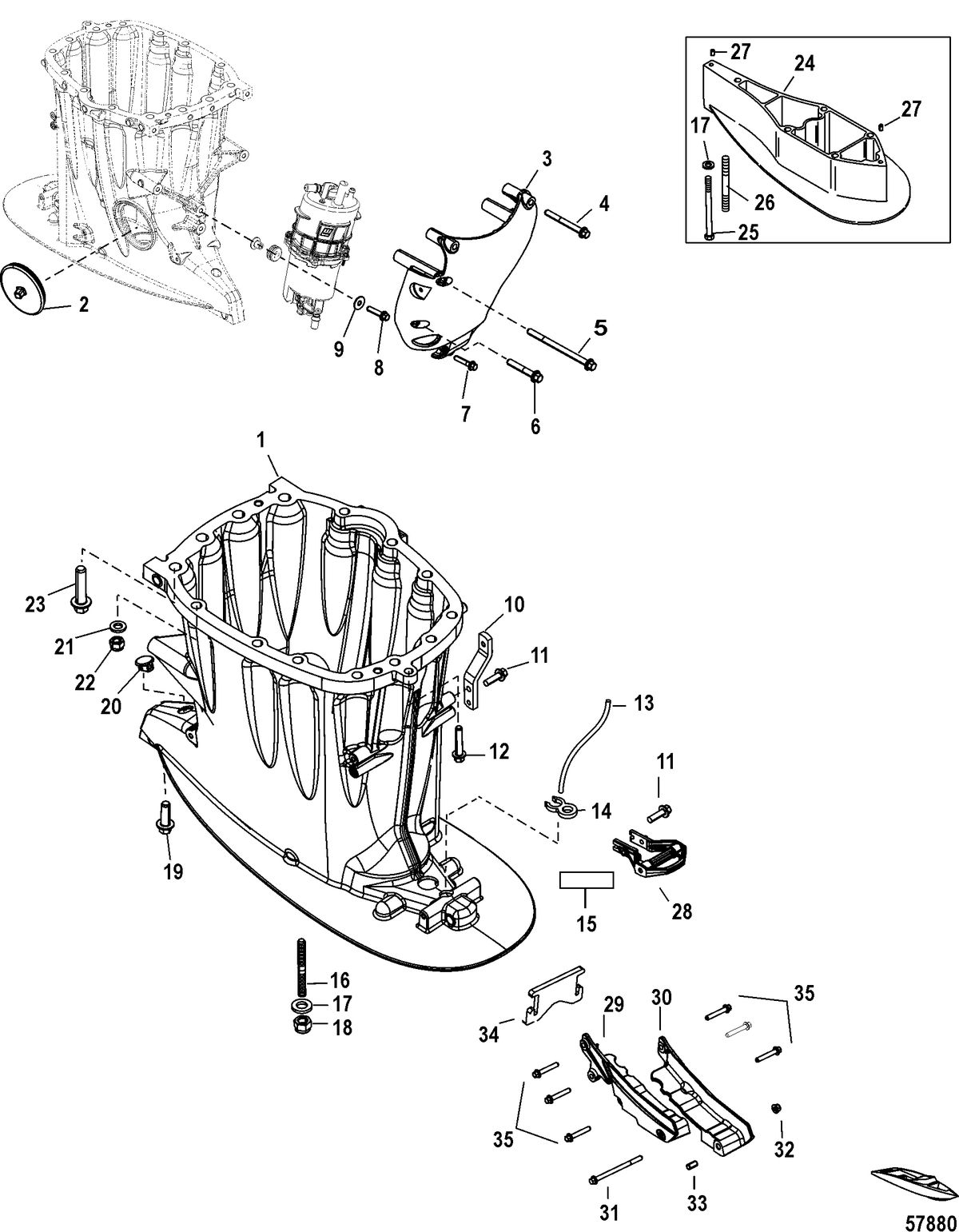 MERCURY/MARINER 350/350 PRO/400R VERADO (4-STROKE)(6 CYLINDER) Driveshaft Housing