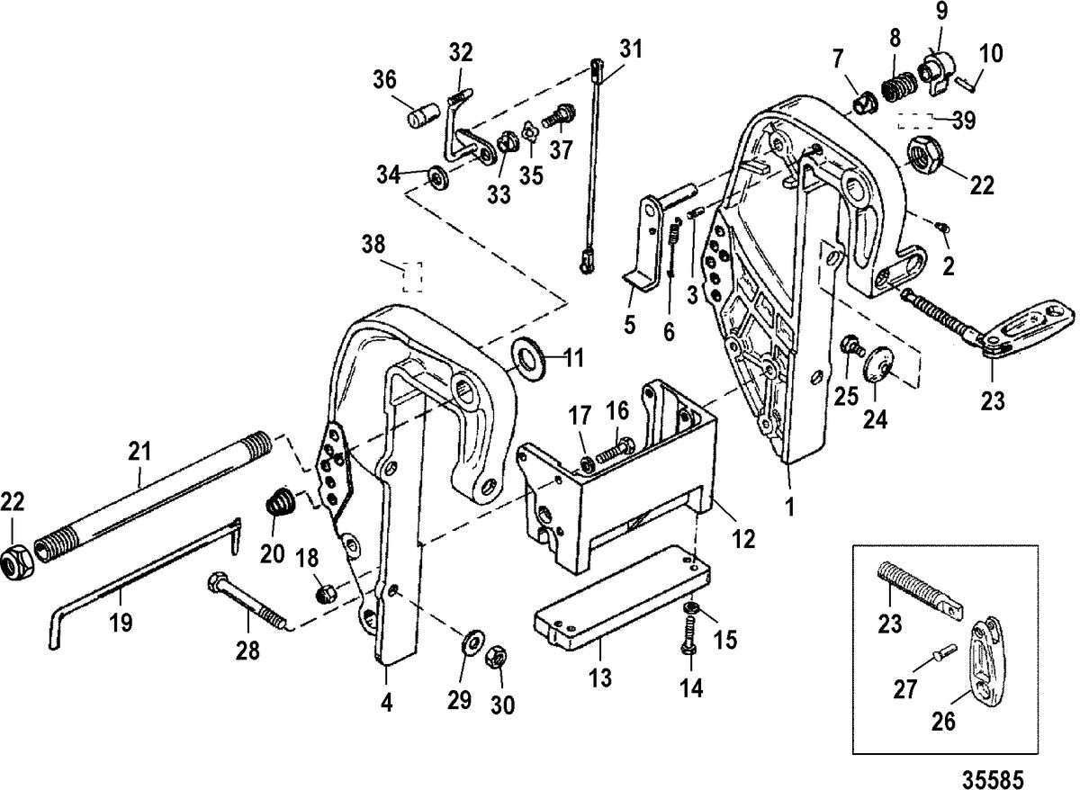MERCURY/MARINER 55/60/45 JET/60 BIGFOOT  (2-STROKE) Clamp Bracket, Manual