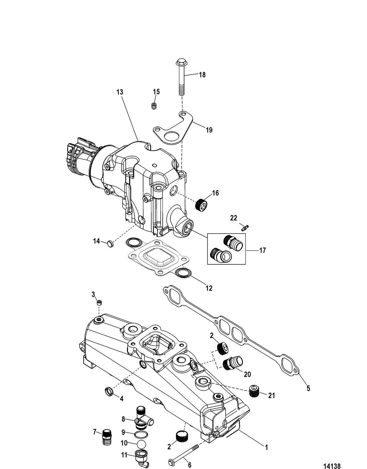 MERCRUISER 350 MAG MX 6.2L MPI INBOARD Exhaust Manifold and Elbow