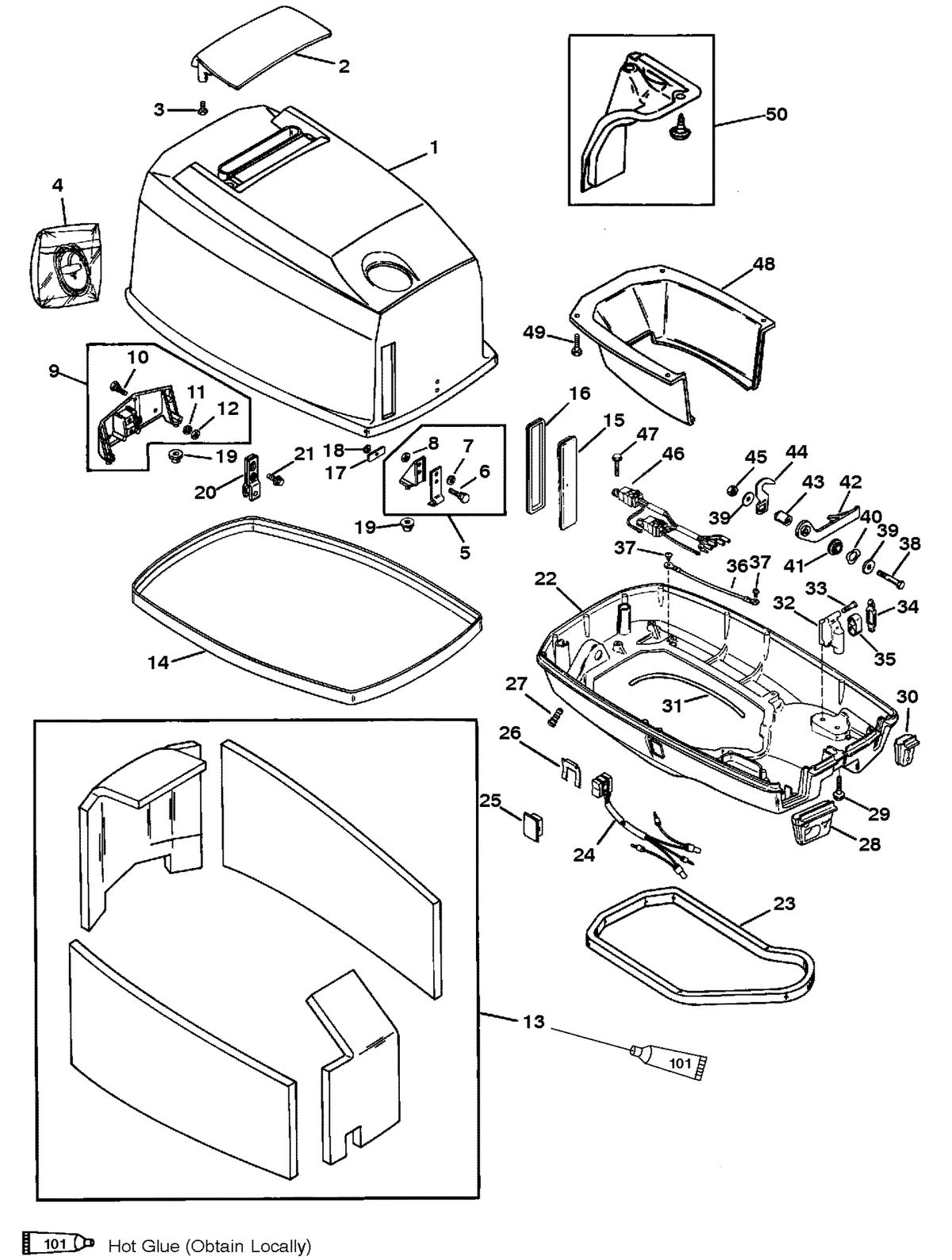 MERCURY/MARINER 50/55/60 JET 45 COWLING