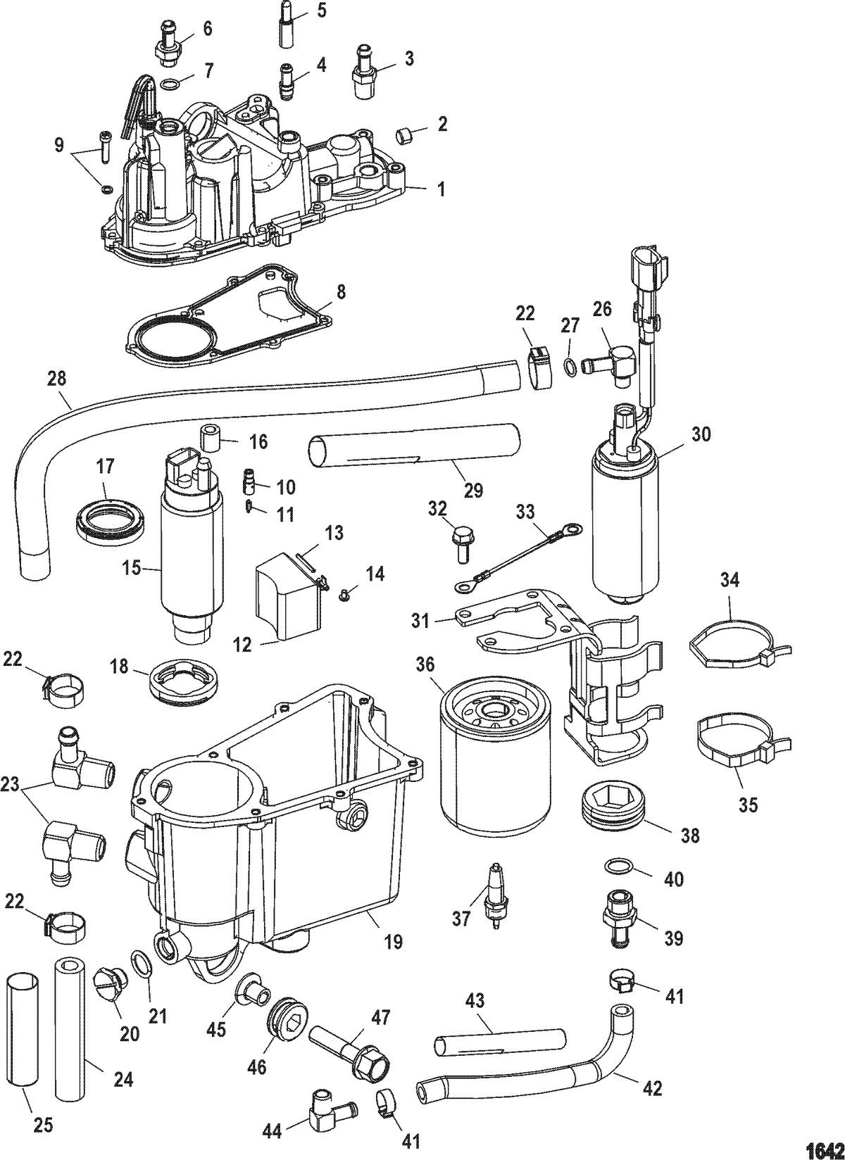 RACE OUTBOARD 250 XS(3.0L DFI) Vapor Separator Components