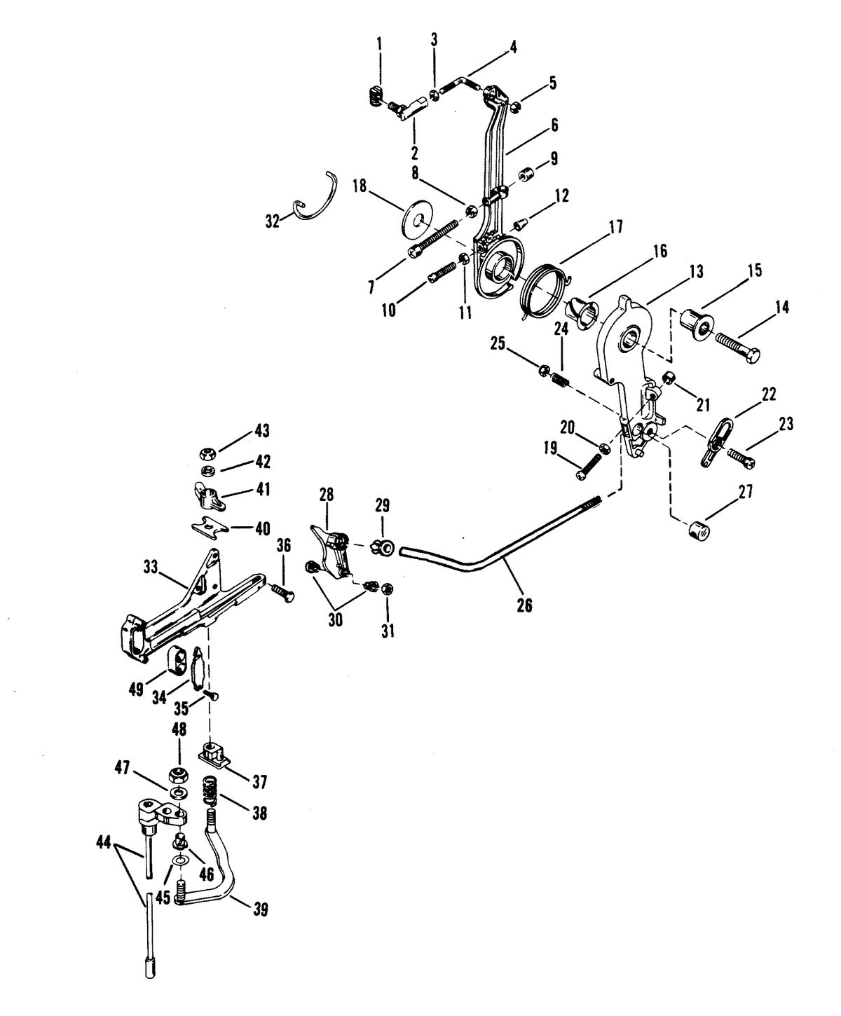 MARINER 175 SKI (EFI) (V-6) THROTTLE LEVER AND SHIFT SHAFT