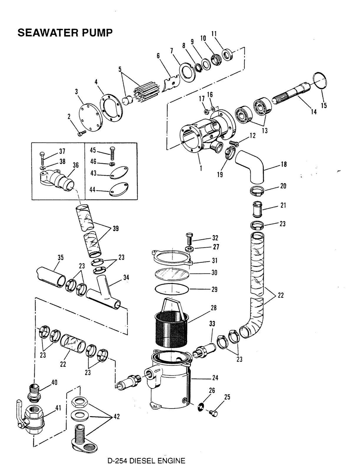 MERCRUISER D-254 TURBO ACDIESEL ENGINE STERN DRIVE/INBOARD SEAWATER PUMP (STERN DRIVE)