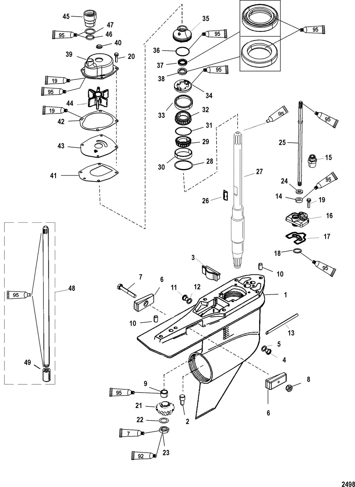 RACE OUTBOARD 250XS DFI (3.0L) Gear Housing, Driveshaft-Standard/Counter-FleetMaster