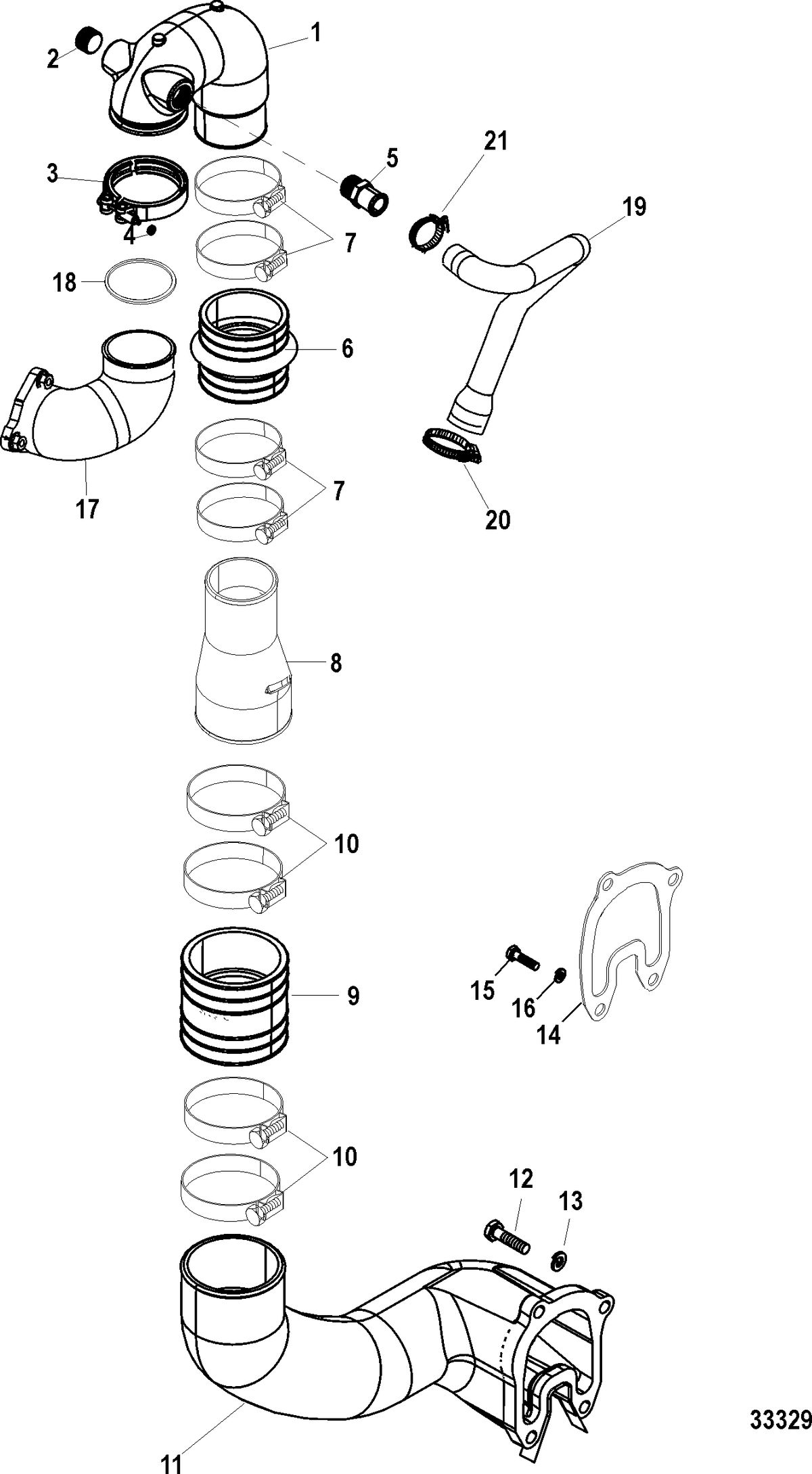 MERCRUISER CUMMINS/MERCRUISER DIESEL (QSD-2.0L) Exhaust Components, Sterndrive