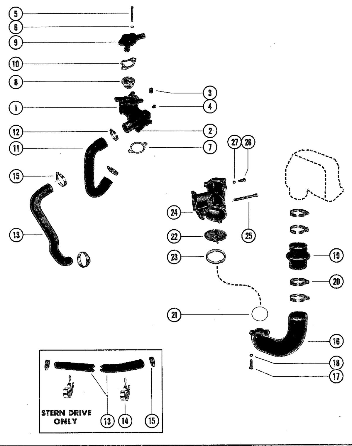 MERCRUISER 898 (STERN DRIVE) 198 (INBOARD) ENGINE THERMOSTAT HOUSING