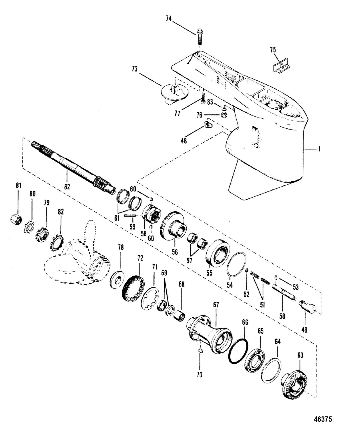 MERCURY 200 XRI (EFI) (V-6) GEAR HOUSING(PROPELLER SHAFT)