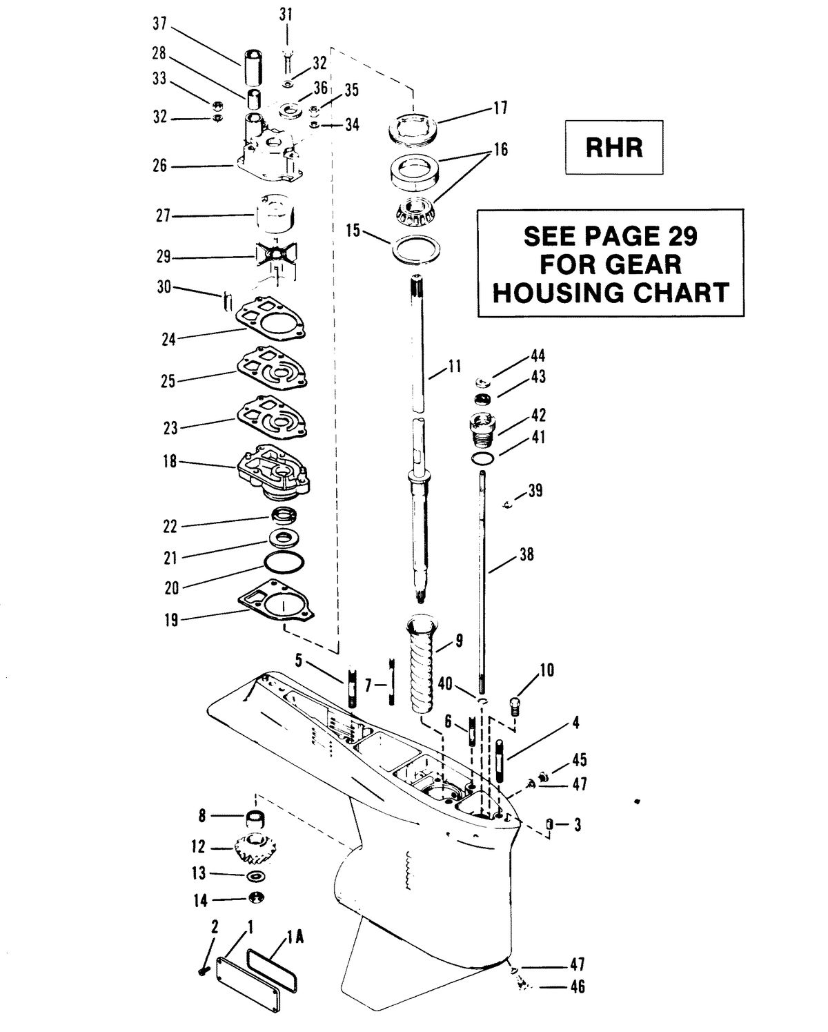 RACE OUTBOARD 2.4 L (CARB) GEAR HOUSING ASSEMBLY (DRIVE SHAFT) RHR