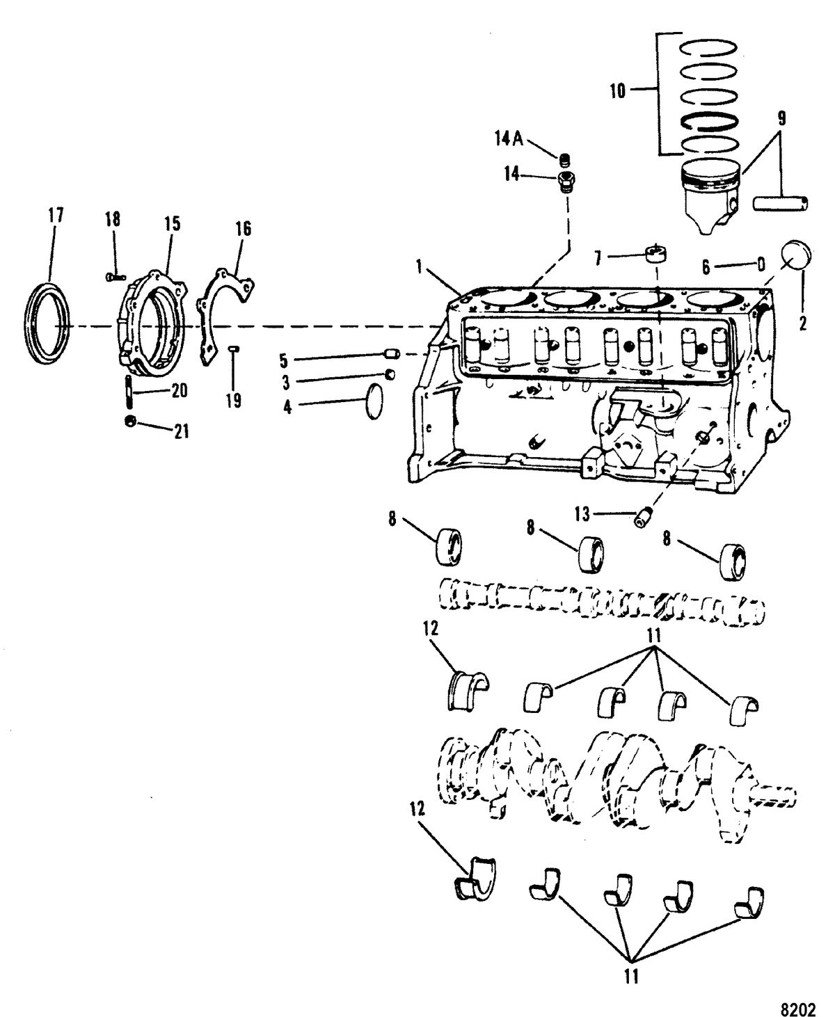 MERCRUISER 3.0L/LX ALPHA ONE Cylinder Block, Piston and Bearings