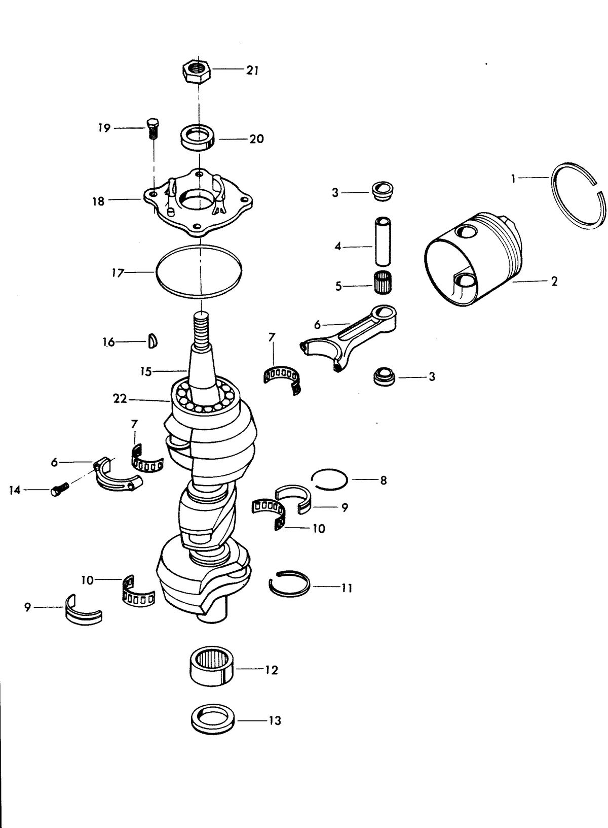 CHRYSLER 75 AND 90 H.P. CRANKSHAFT AND PISTON GROUP