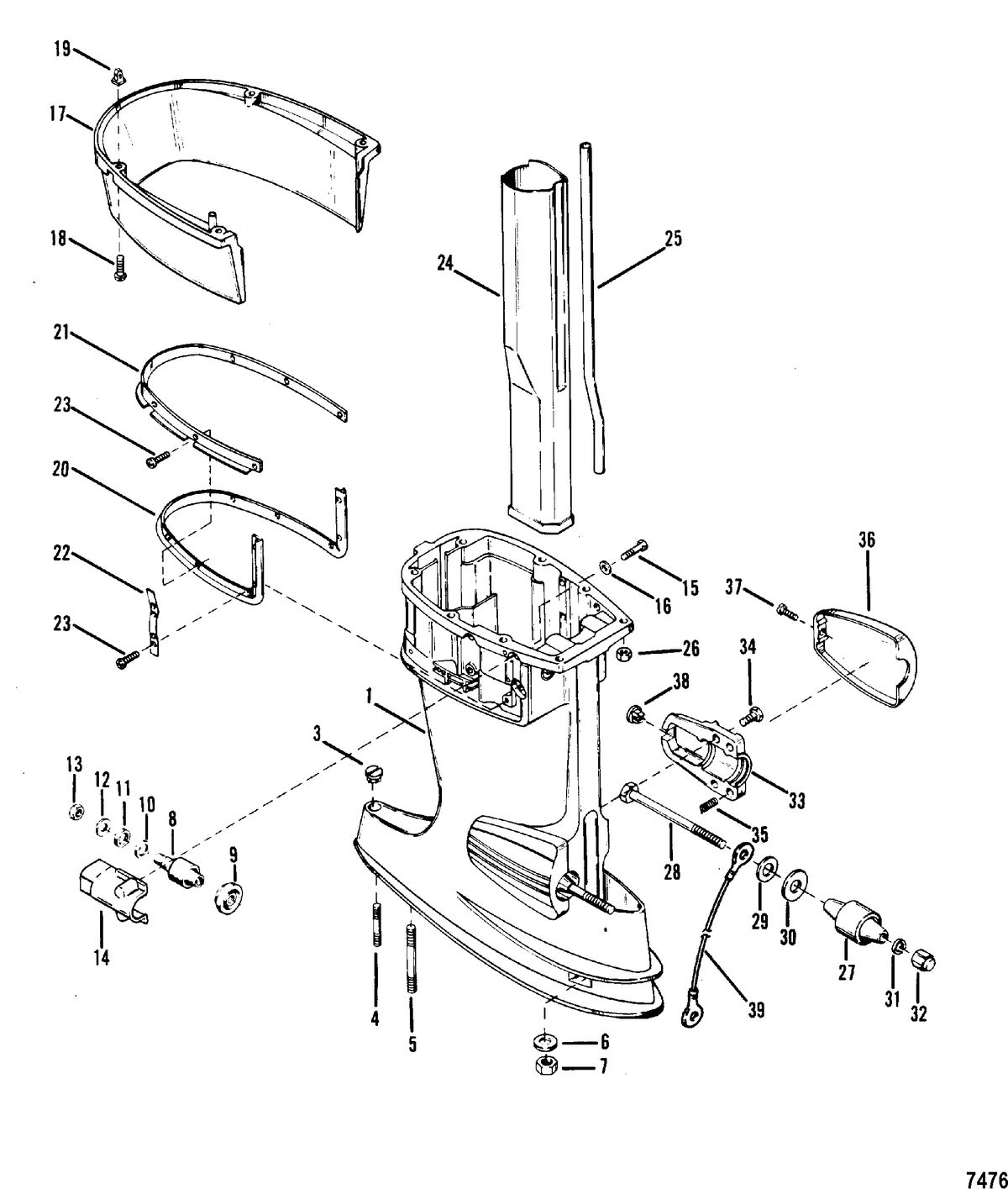 MERCURY/MARINER 45 HP Driveshaft Housing Assembly