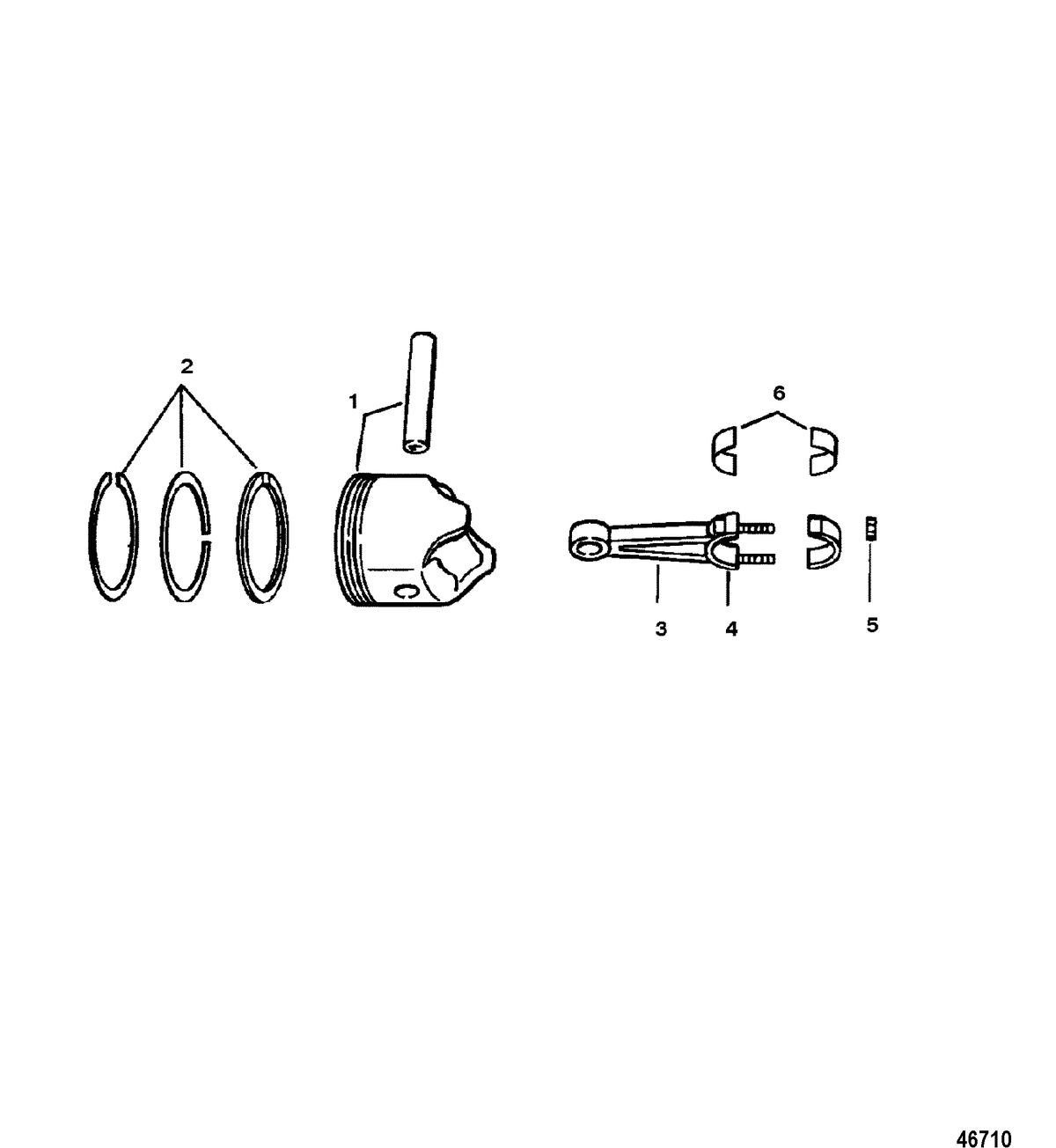 MERCRUISER 350 MAGNUM ALPHA (EFI-TBI) PISTONS AND CONNECTING RODS
